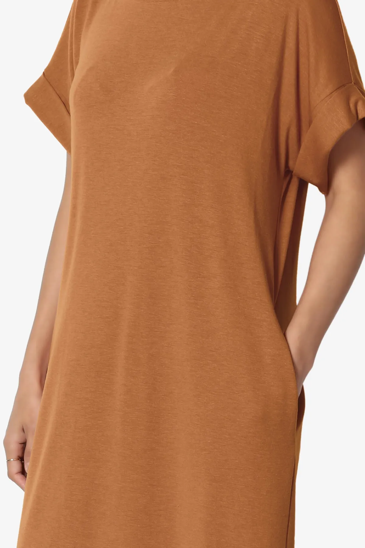 Janie Rolled Short Sleeve Round Neck Dress PLUS