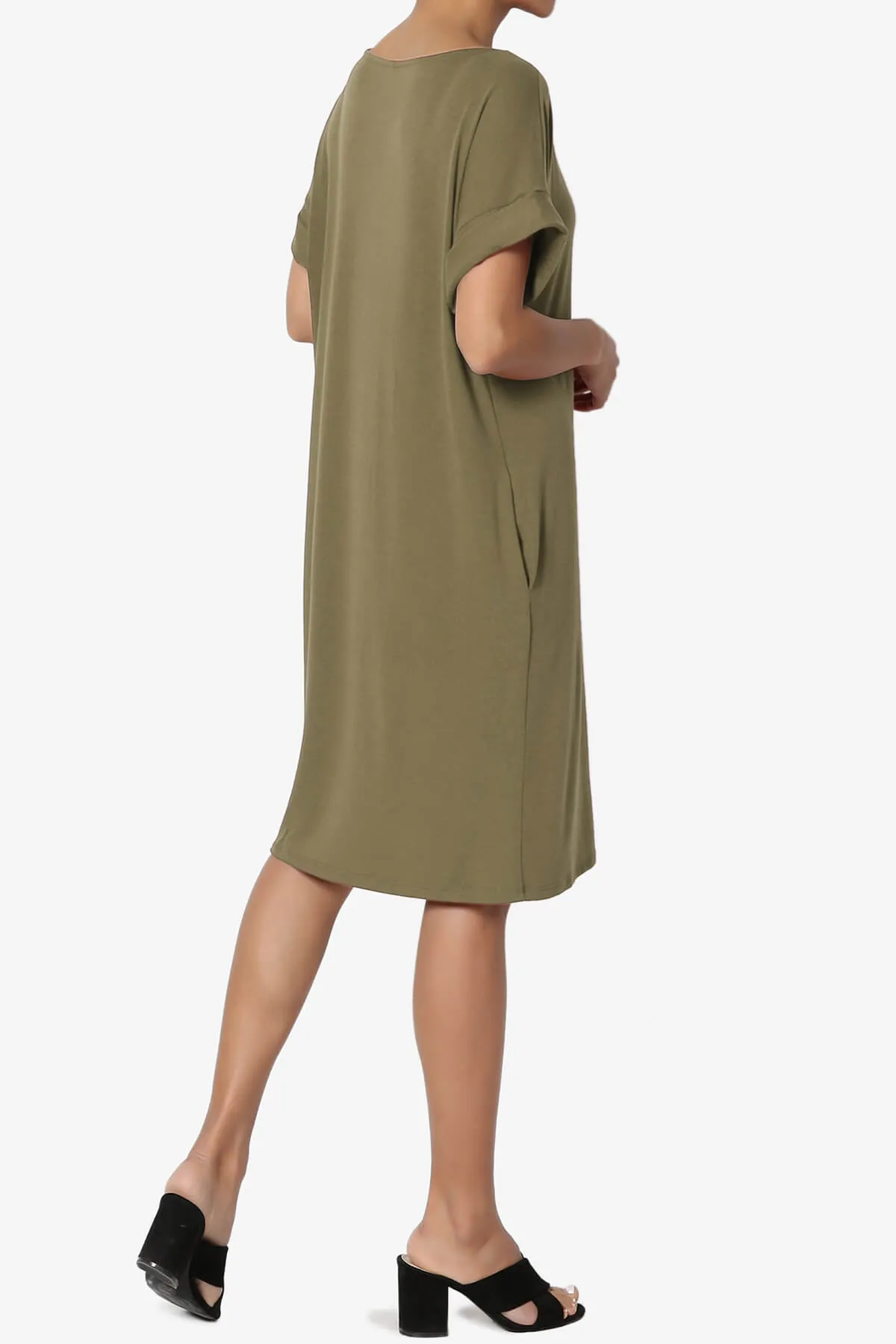 Janie Rolled Short Sleeve Round Neck Dress PLUS
