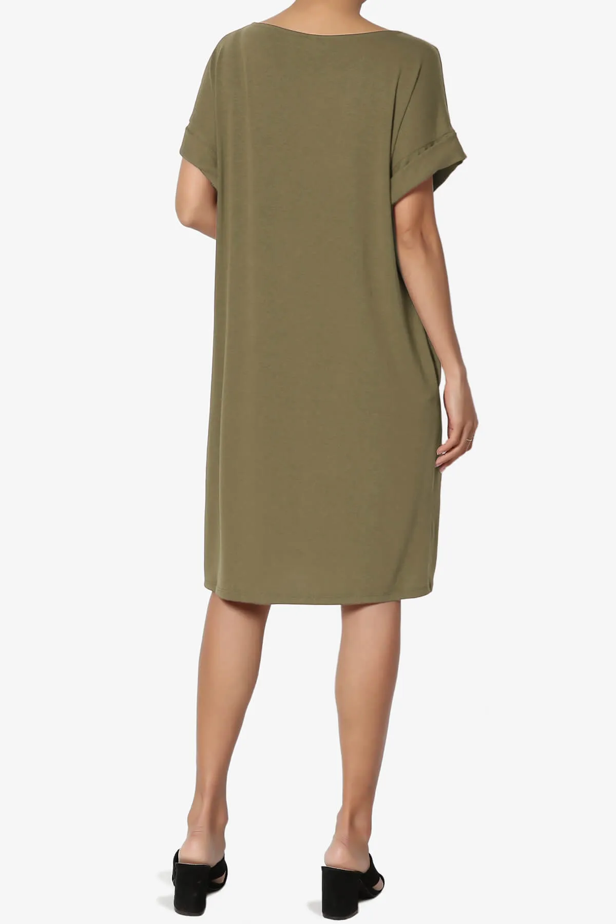 Janie Rolled Short Sleeve Round Neck Dress PLUS