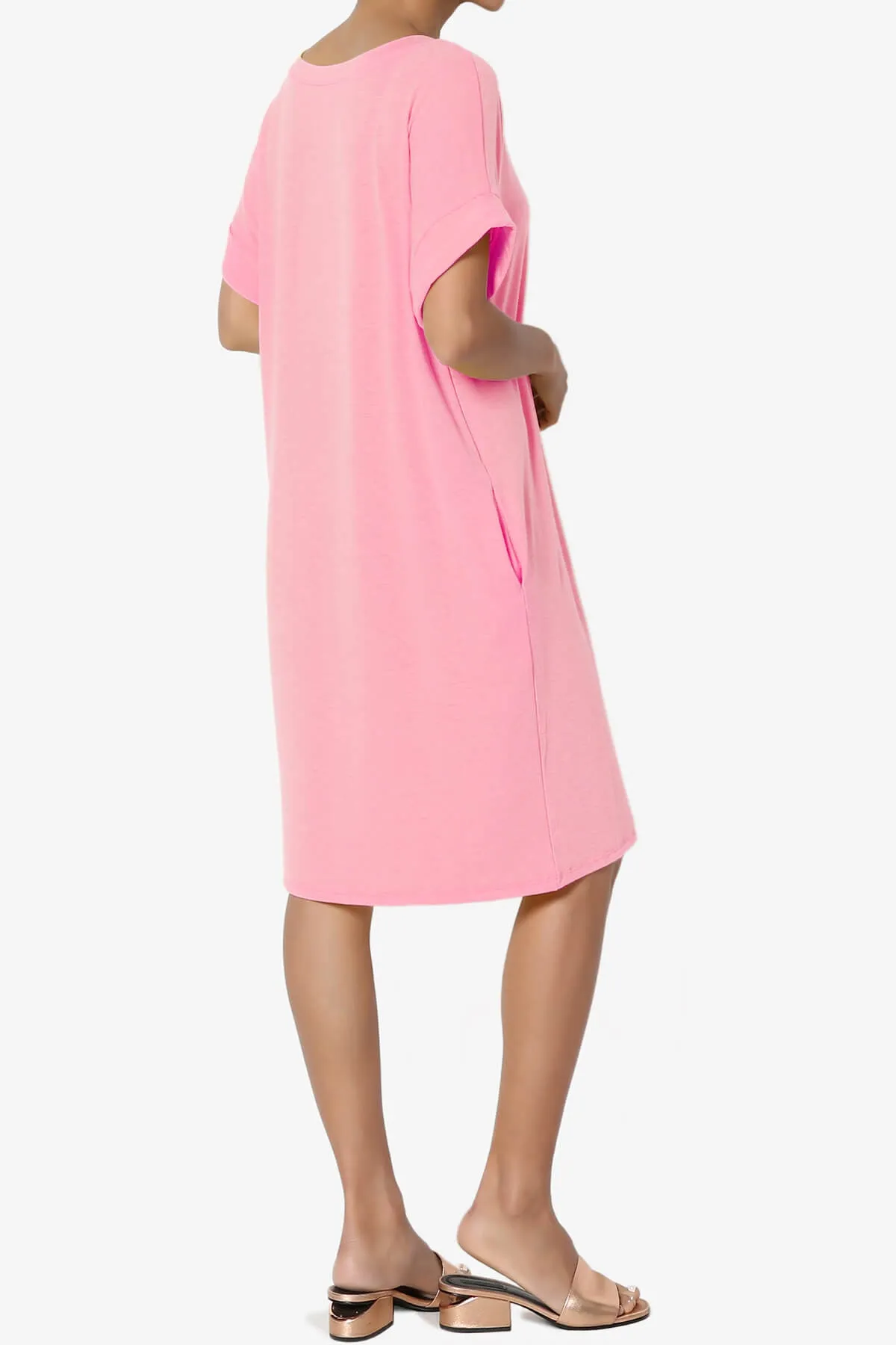 Janie Rolled Short Sleeve Round Neck Dress PLUS