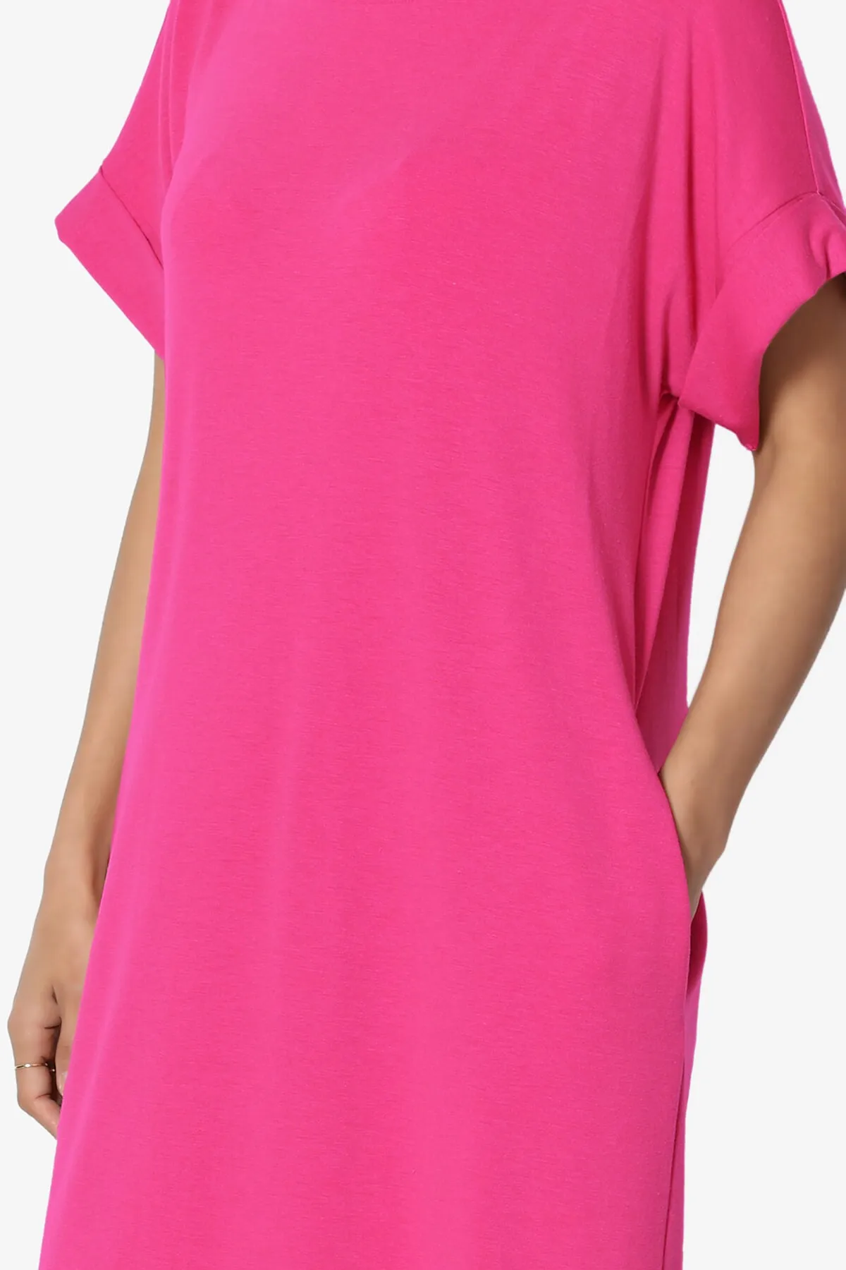 Janie Rolled Short Sleeve Round Neck Dress PLUS