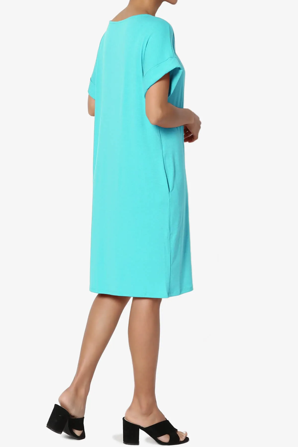 Janie Rolled Short Sleeve Round Neck Dress PLUS