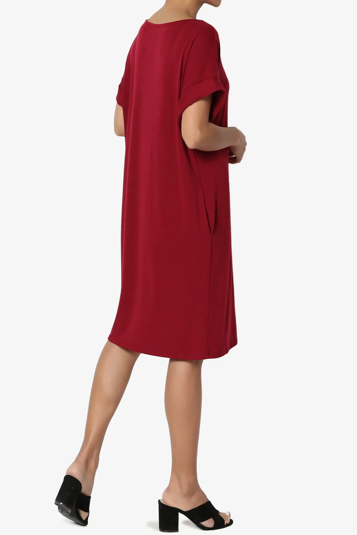 Janie Rolled Short Sleeve Round Neck Dress PLUS
