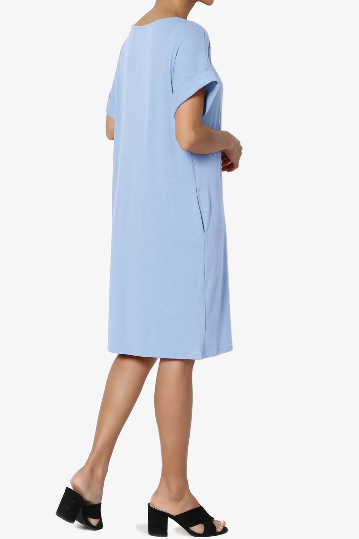 Janie Rolled Short Sleeve Round Neck Dress PLUS