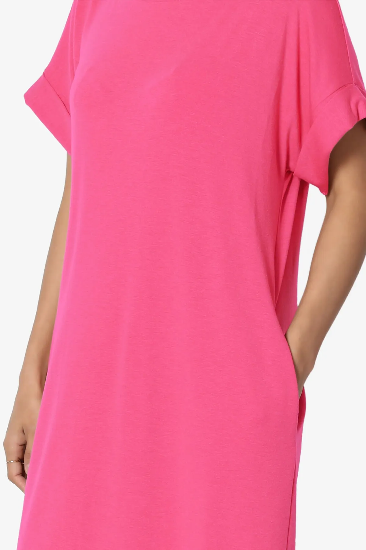 Janie Rolled Short Sleeve Round Neck Dress PLUS