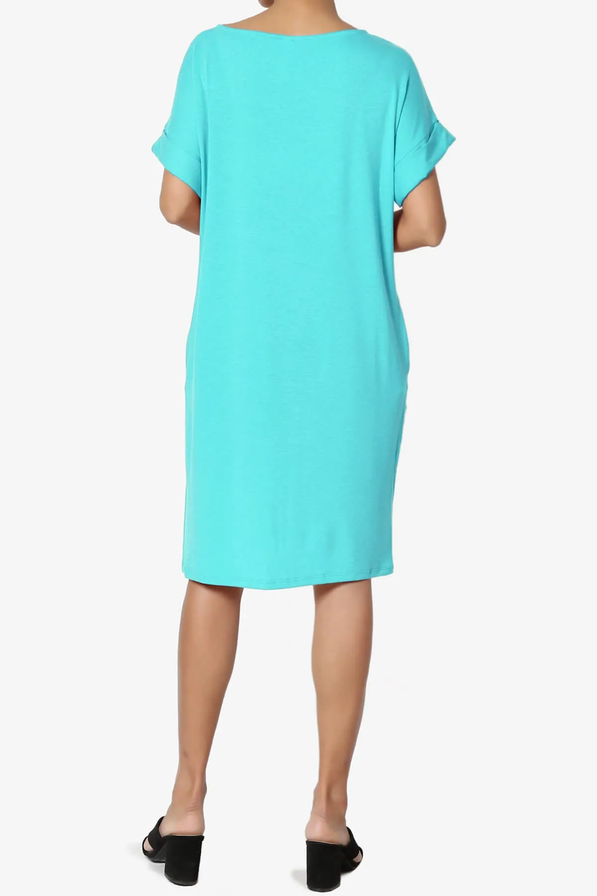 Janie Rolled Short Sleeve Round Neck Dress PLUS