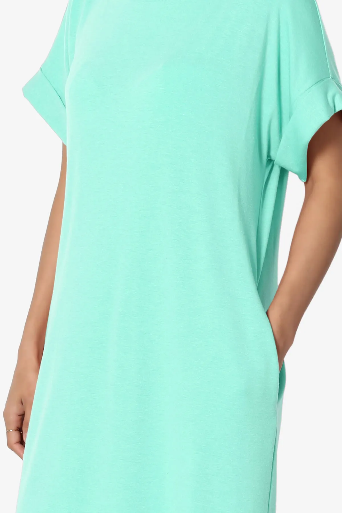 Janie Rolled Short Sleeve Round Neck Dress PLUS