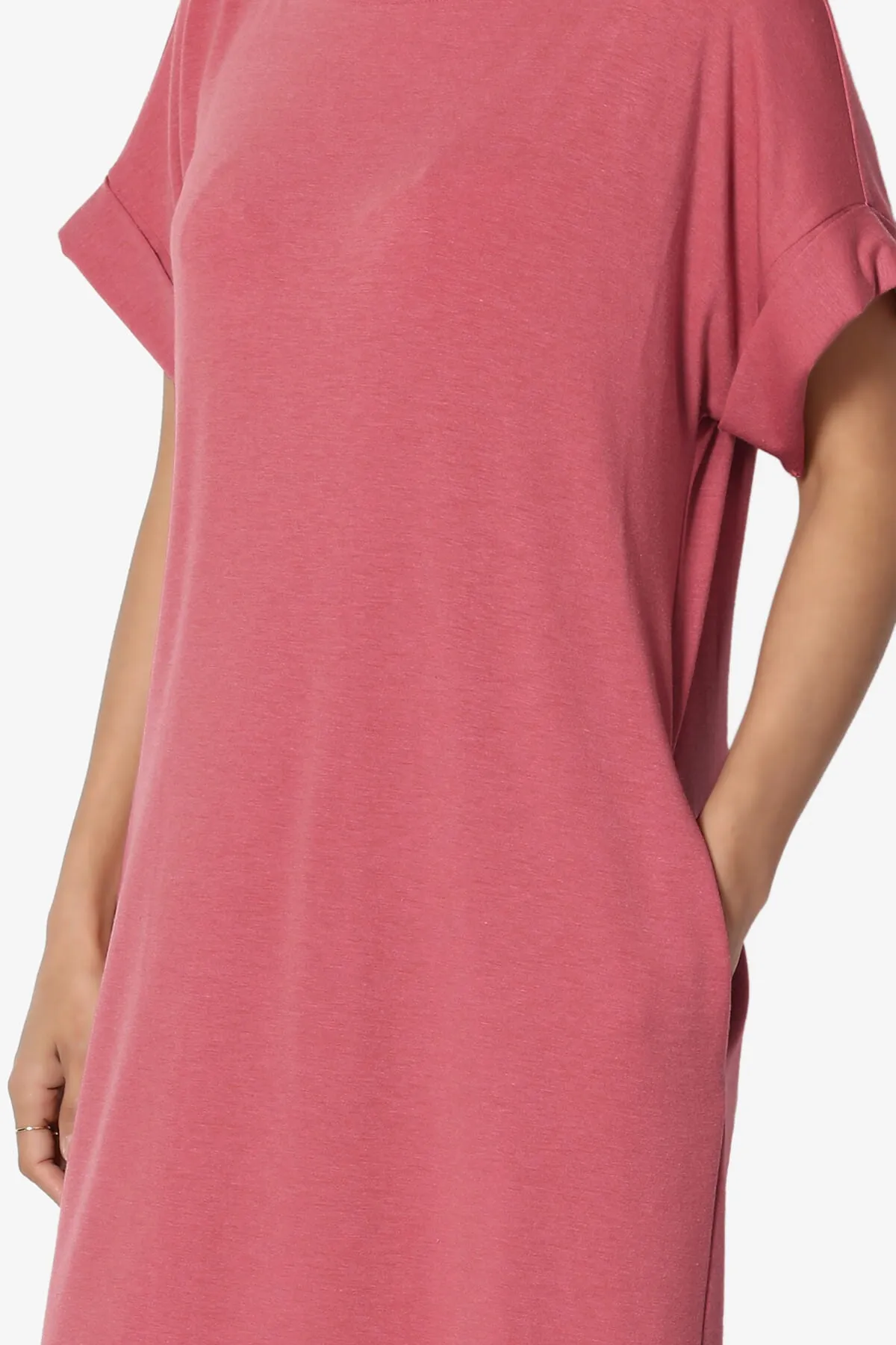 Janie Rolled Short Sleeve Round Neck Dress PLUS