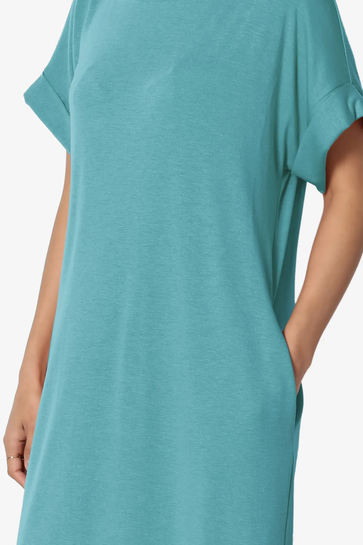 Janie Rolled Short Sleeve Round Neck Dress PLUS