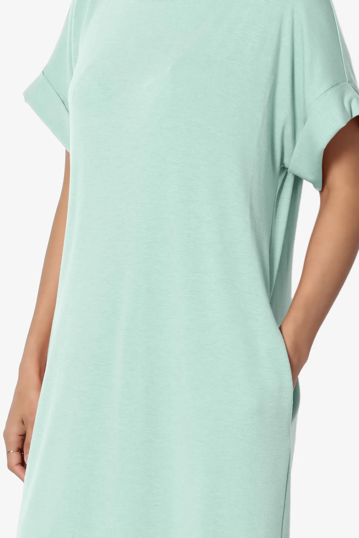Janie Rolled Short Sleeve Round Neck Dress PLUS