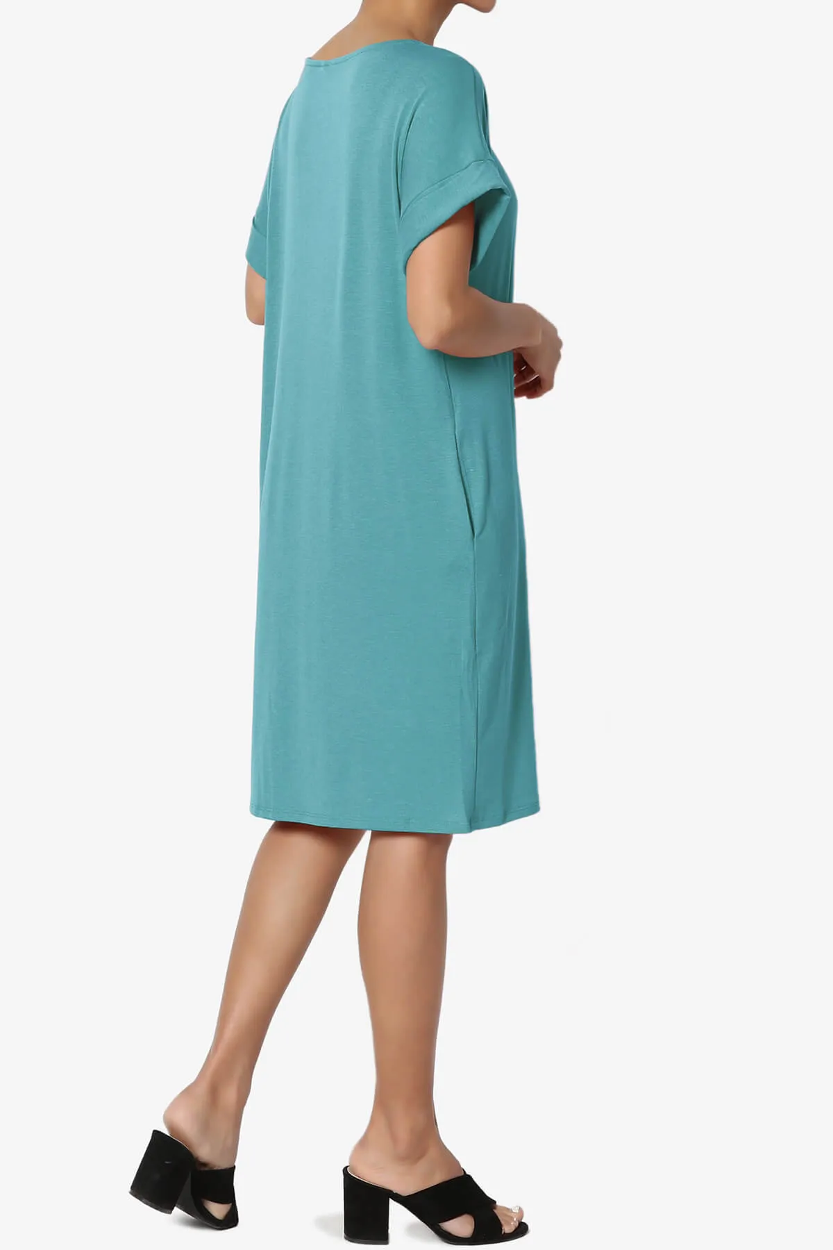 Janie Rolled Short Sleeve Round Neck Dress PLUS