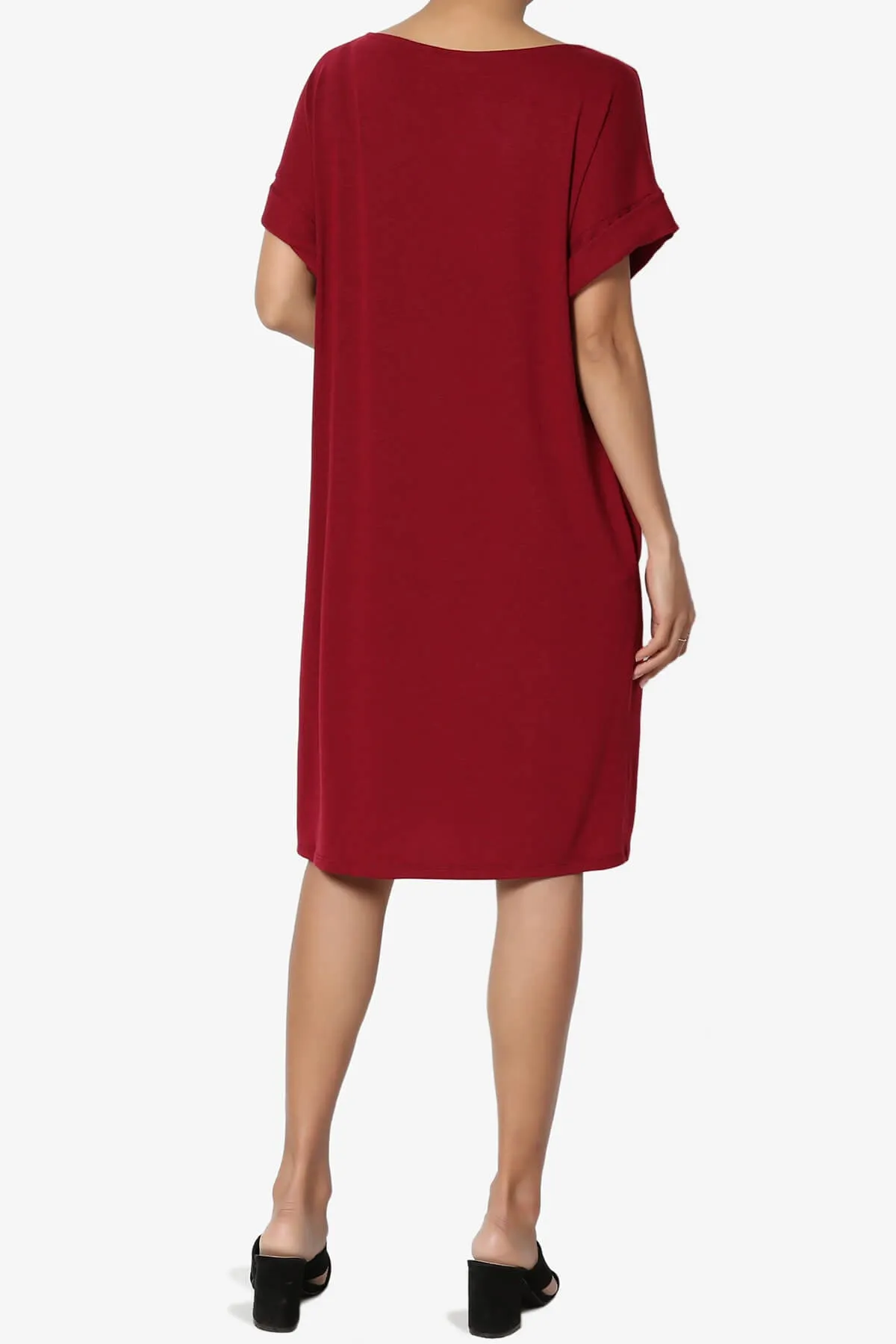 Janie Rolled Short Sleeve Round Neck Dress PLUS