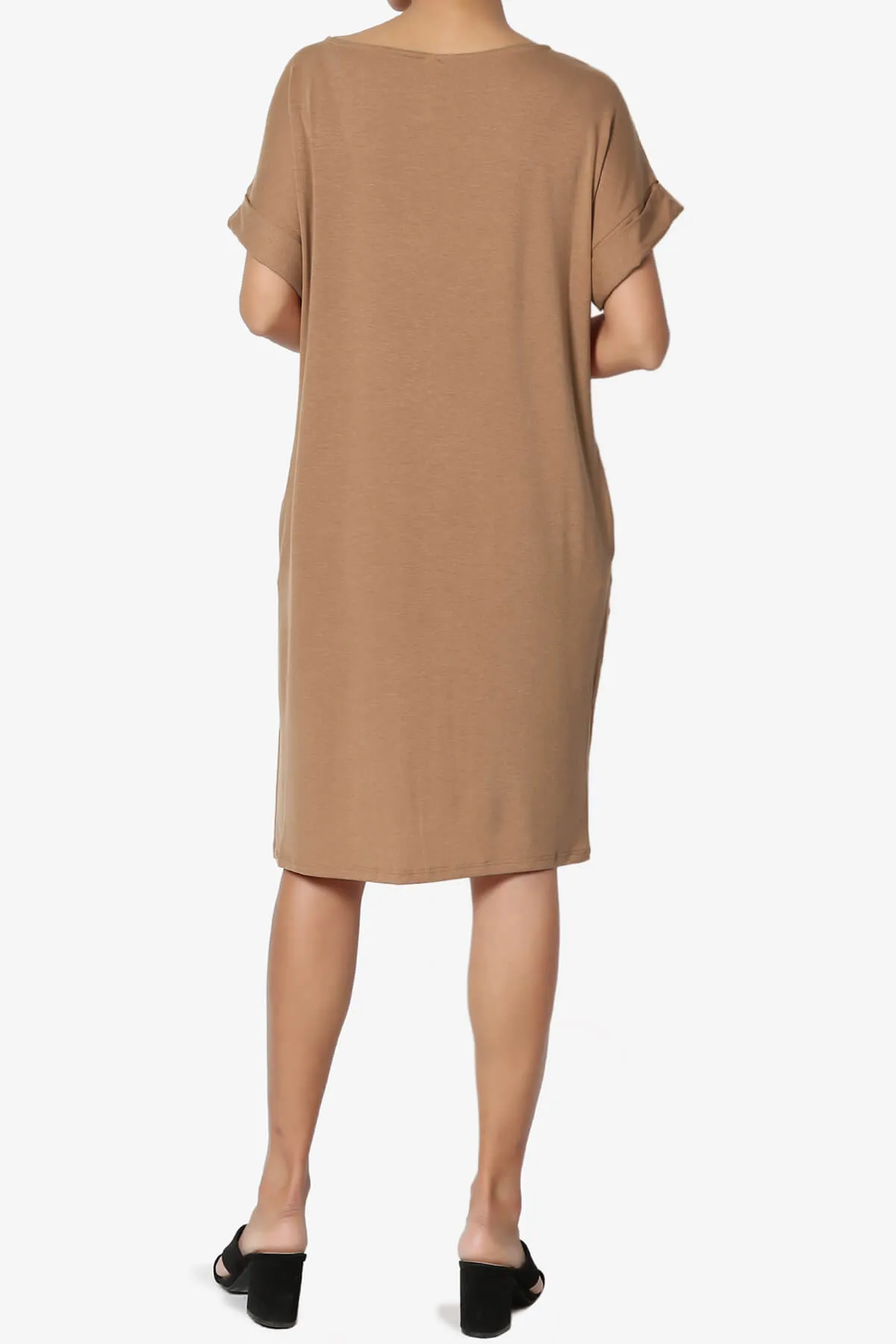 Janie Rolled Short Sleeve Round Neck Dress PLUS