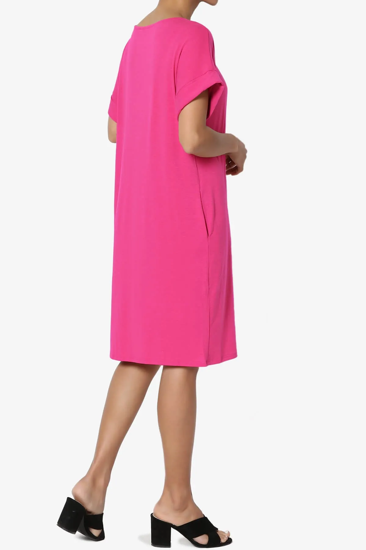 Janie Rolled Short Sleeve Round Neck Dress PLUS