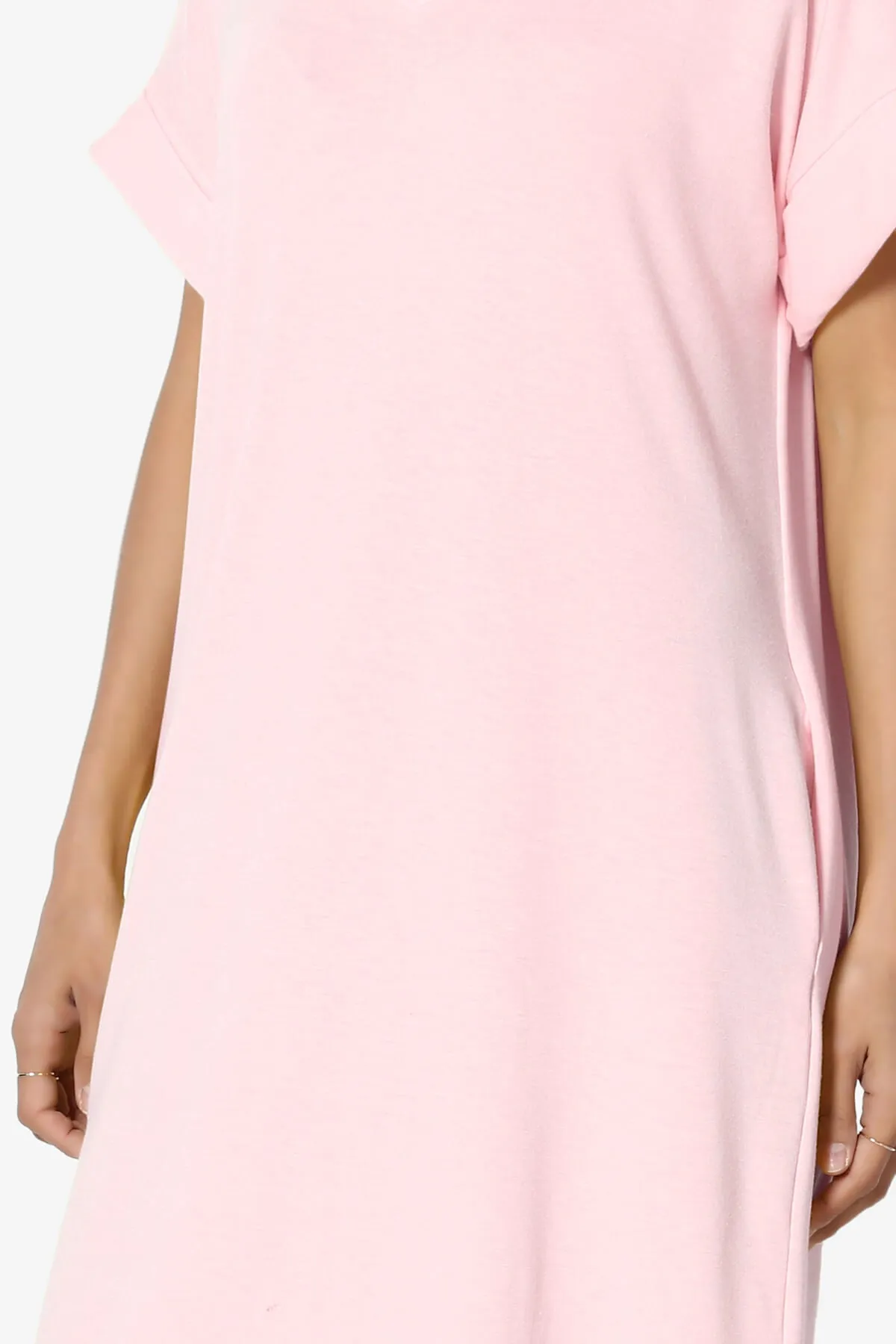 Janie Rolled Short Sleeve Round Neck Dress PLUS