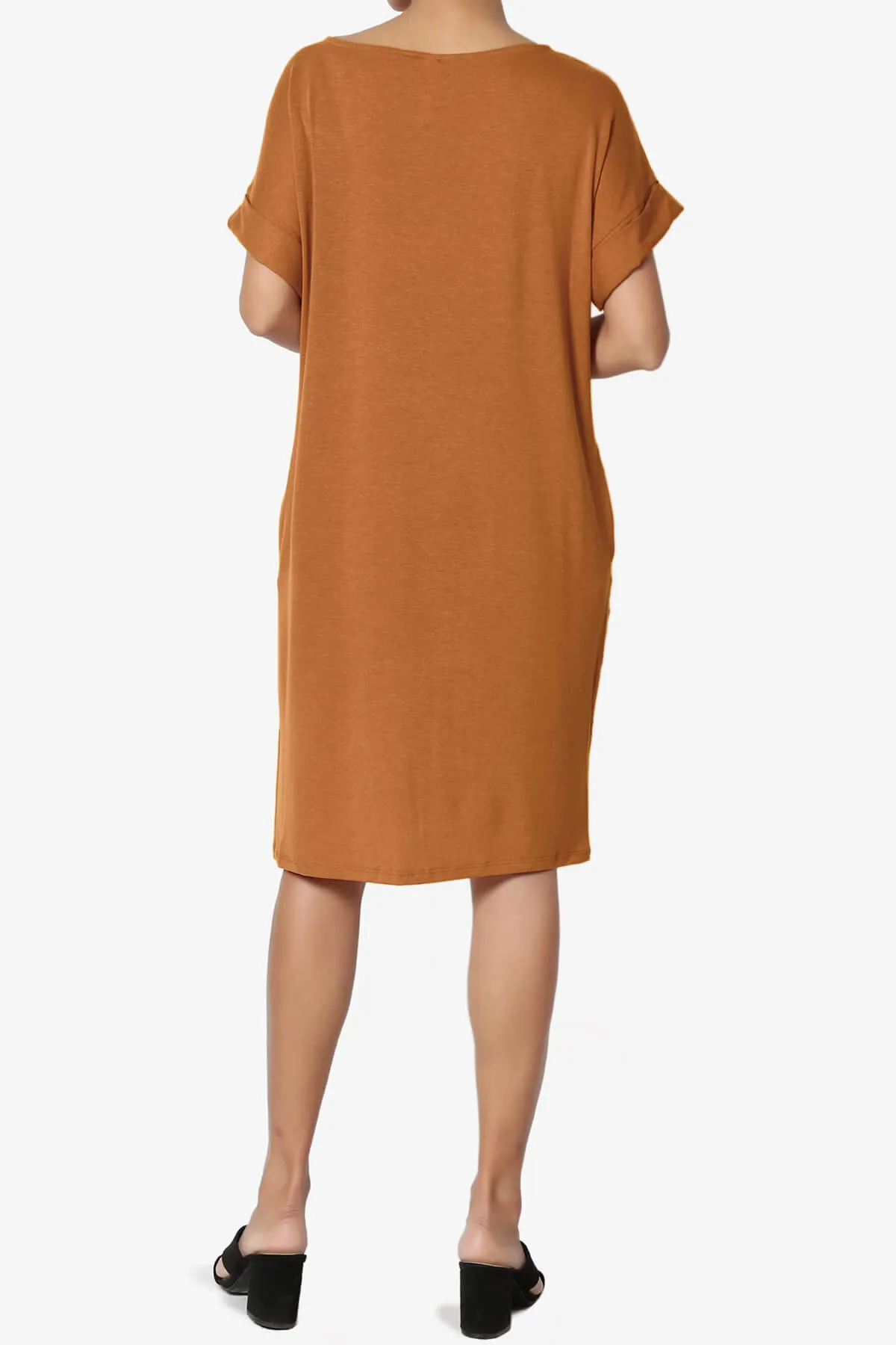 Janie Rolled Short Sleeve Round Neck Dress PLUS