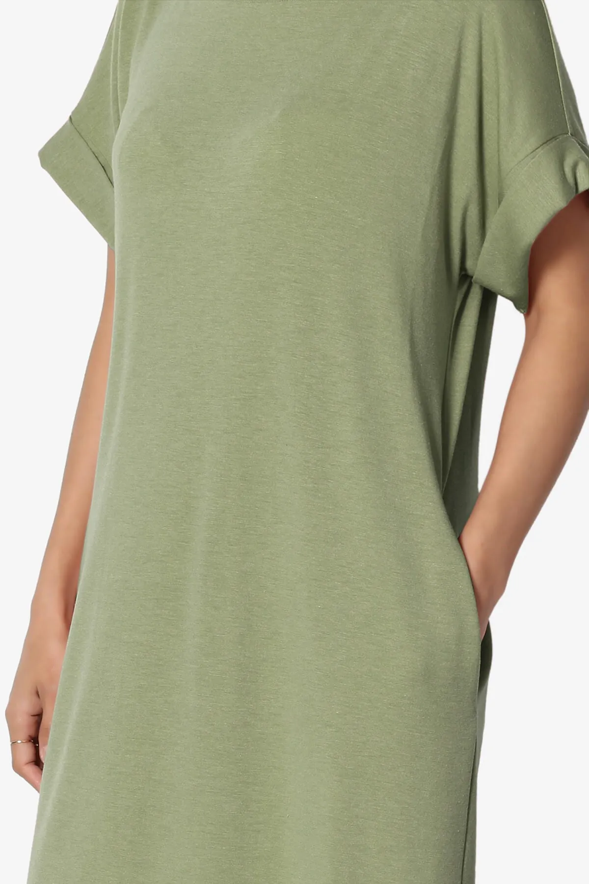 Janie Rolled Short Sleeve Round Neck Dress PLUS