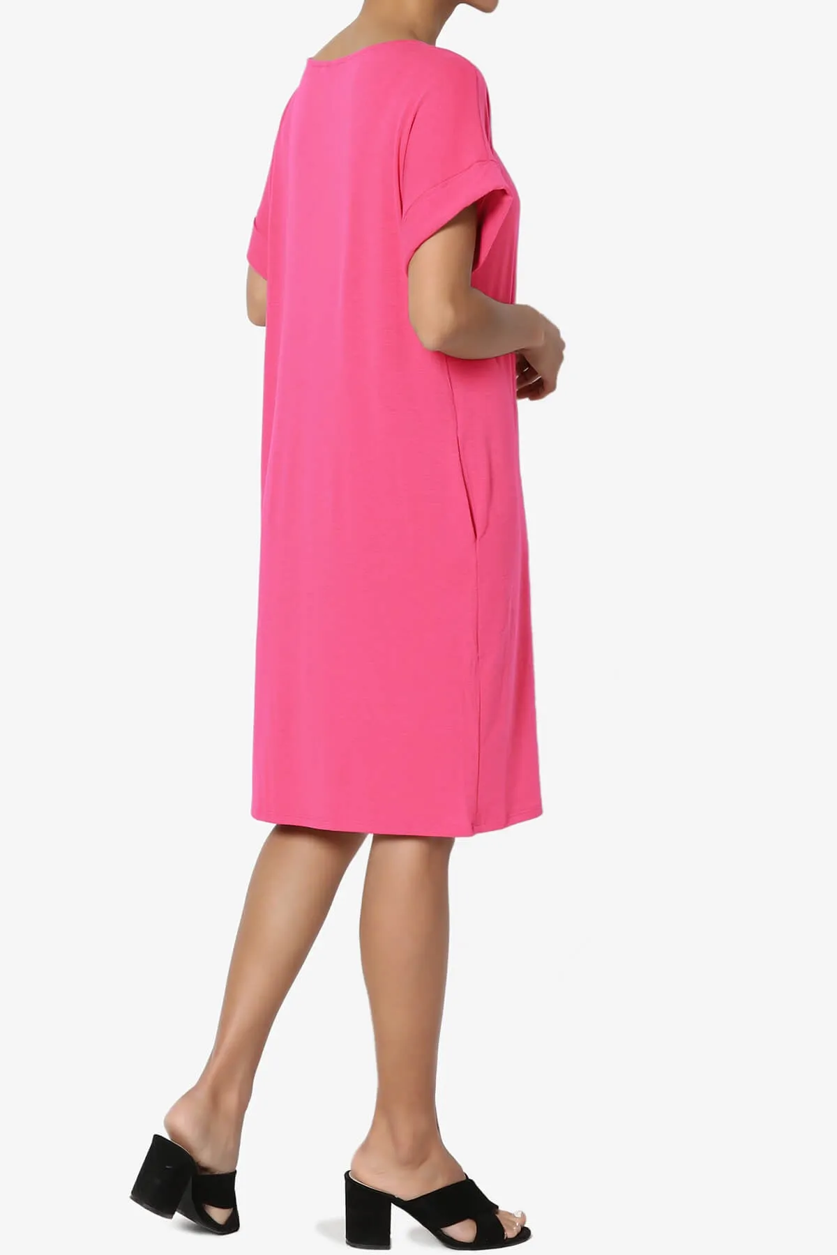 Janie Rolled Short Sleeve Round Neck Dress PLUS