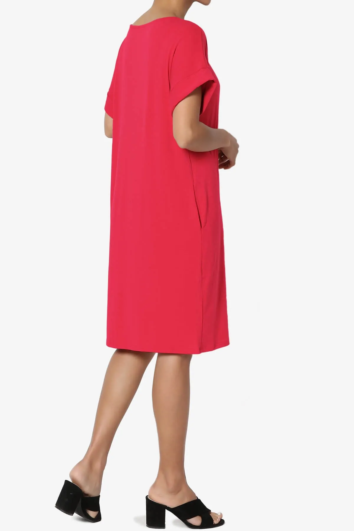 Janie Rolled Short Sleeve Round Neck Dress PLUS
