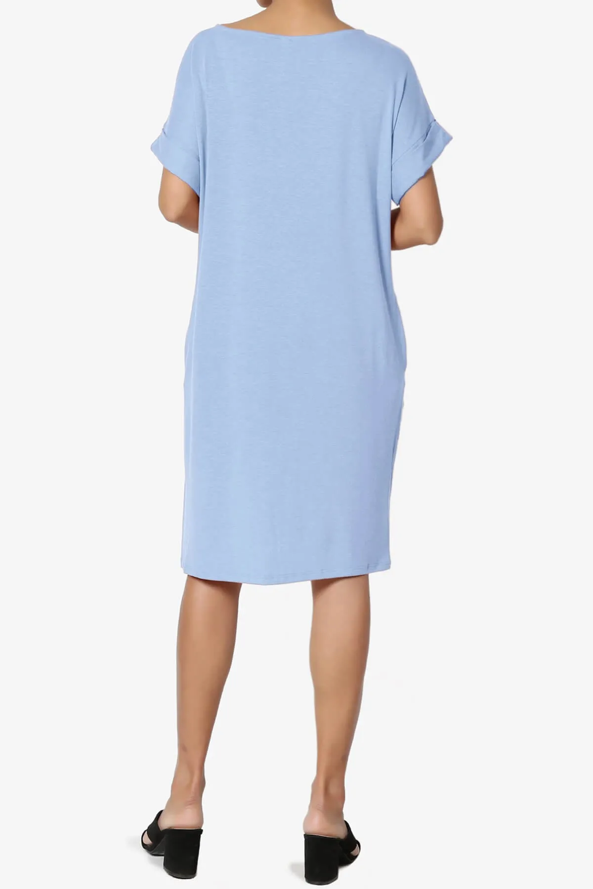 Janie Rolled Short Sleeve Round Neck Dress PLUS