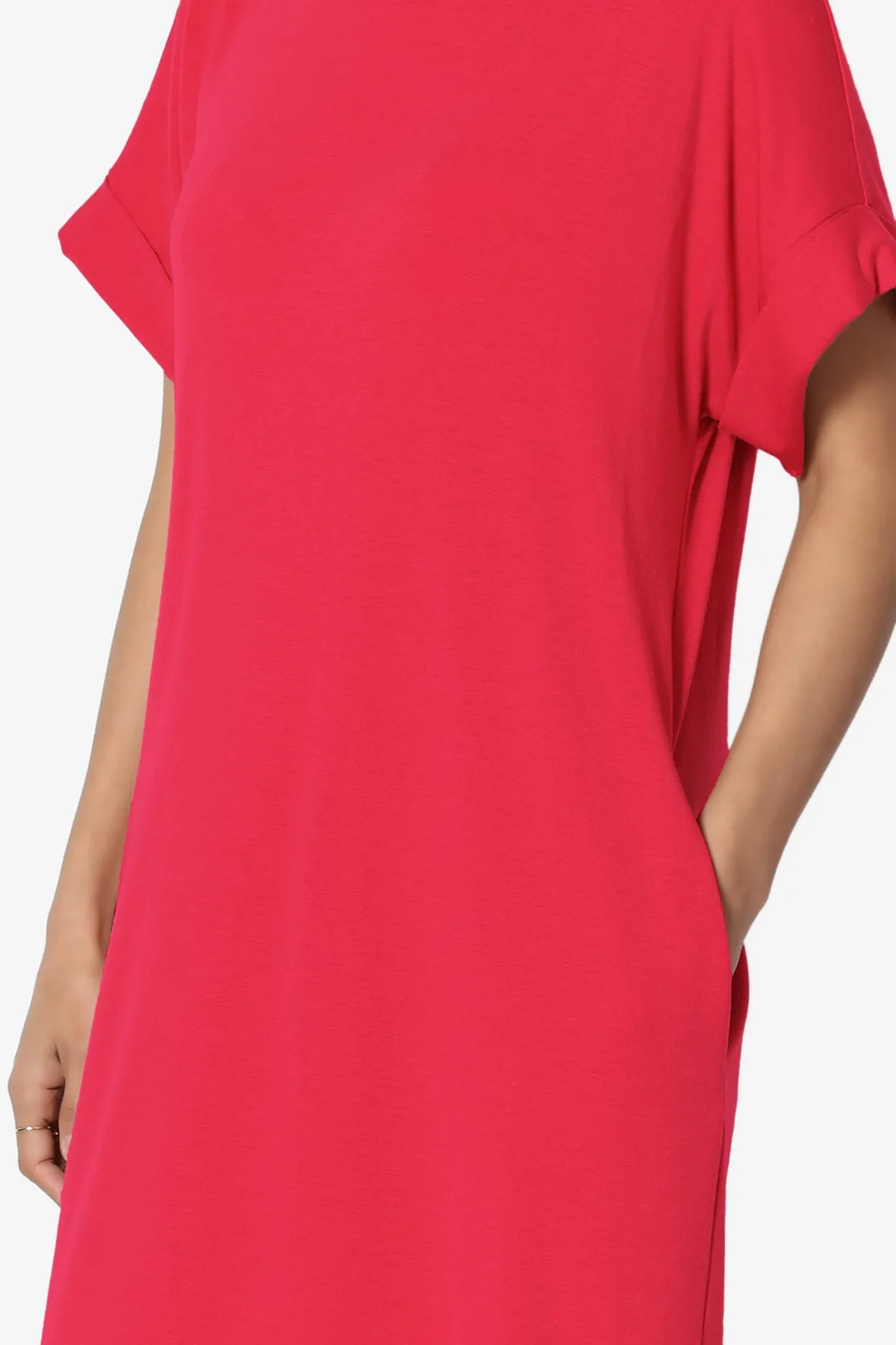 Janie Rolled Short Sleeve Round Neck Dress PLUS