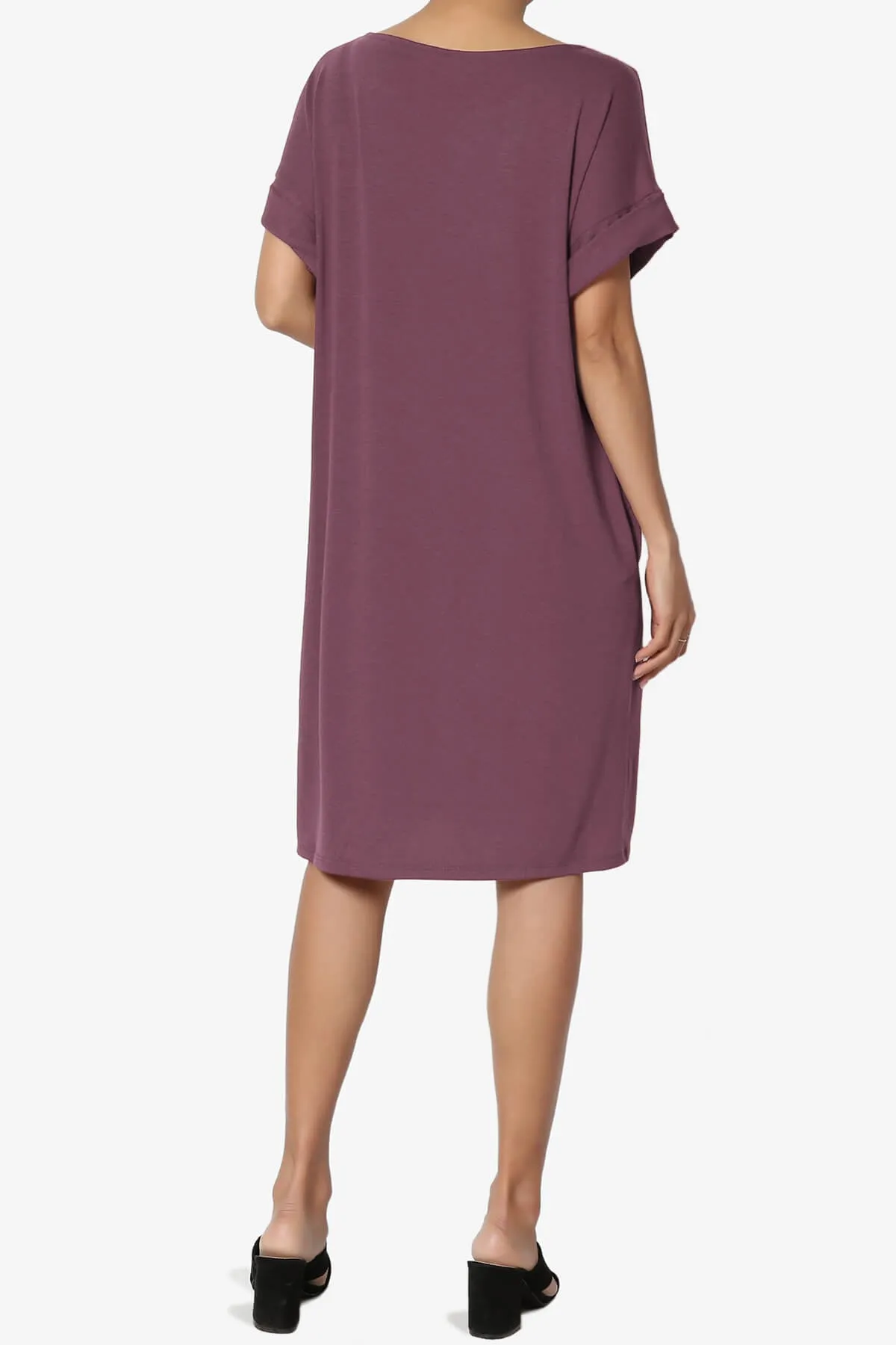 Janie Rolled Short Sleeve Round Neck Dress PLUS