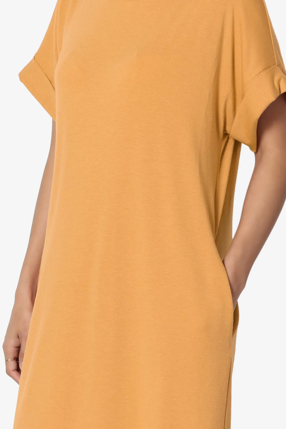 Janie Rolled Short Sleeve Round Neck Dress PLUS