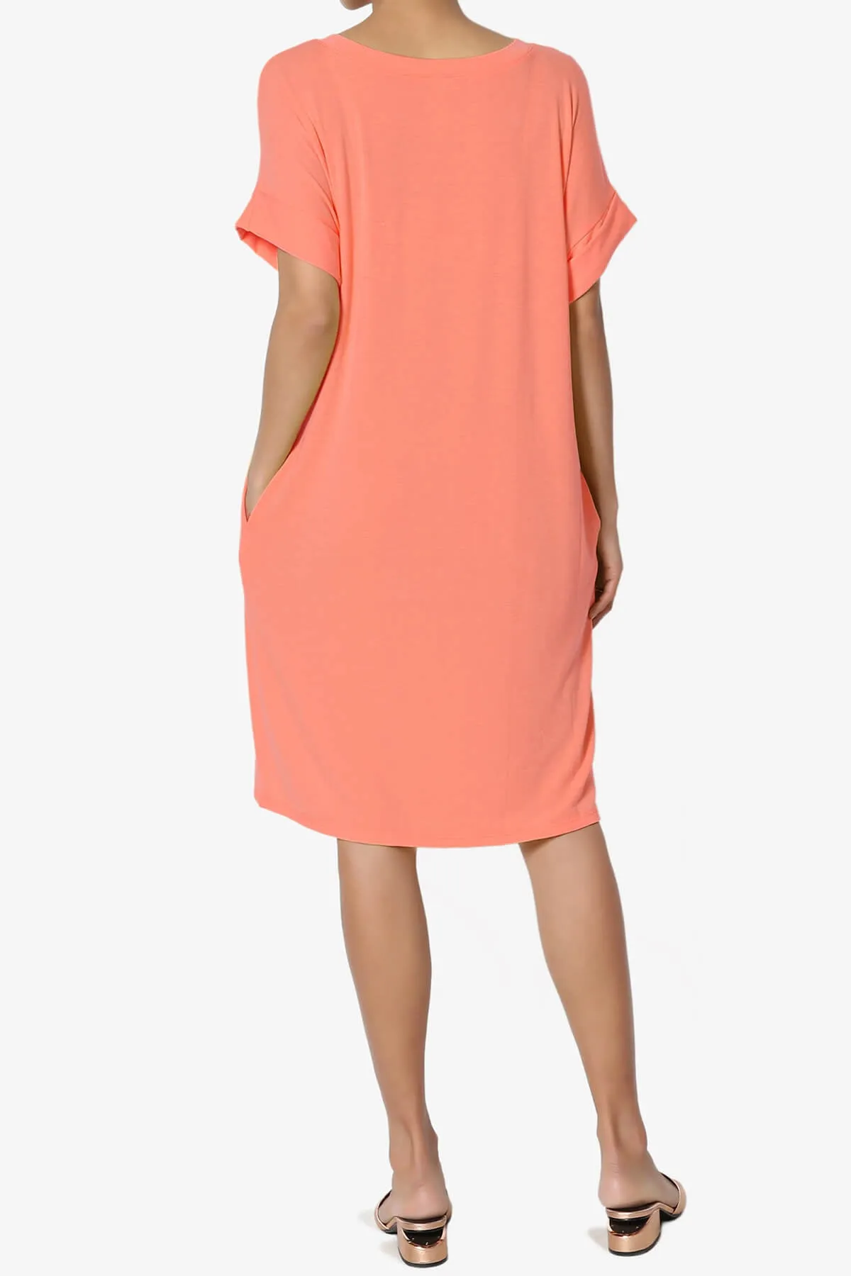 Janie Rolled Short Sleeve Round Neck Dress PLUS