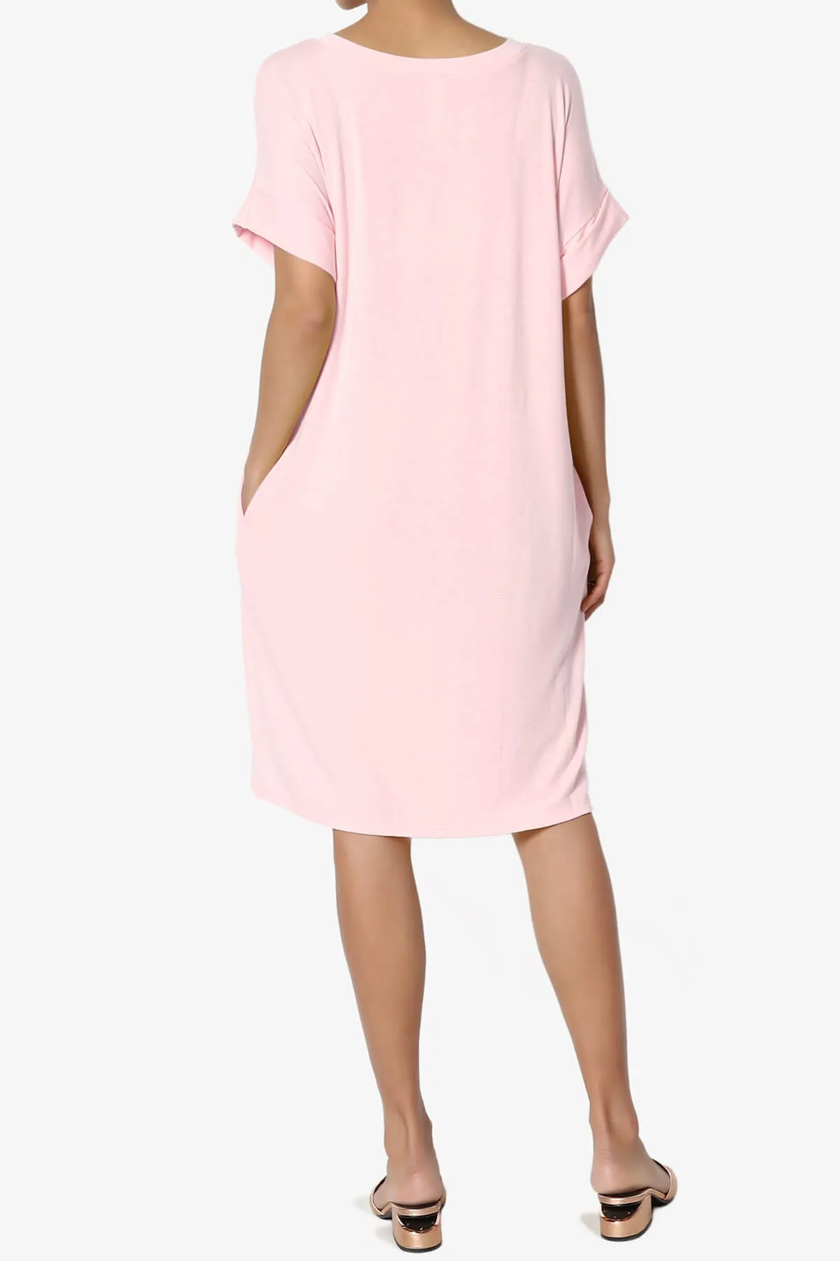 Janie Rolled Short Sleeve Round Neck Dress PLUS