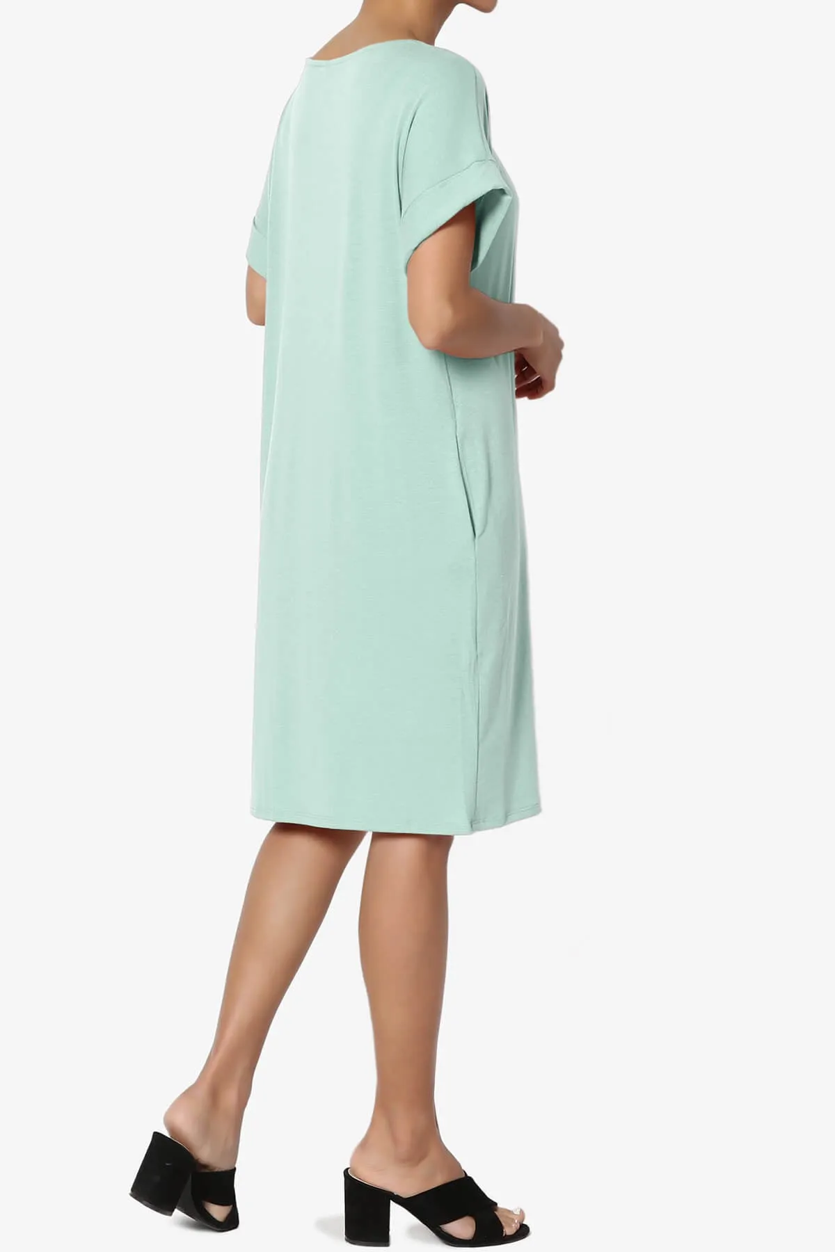 Janie Rolled Short Sleeve Round Neck Dress PLUS