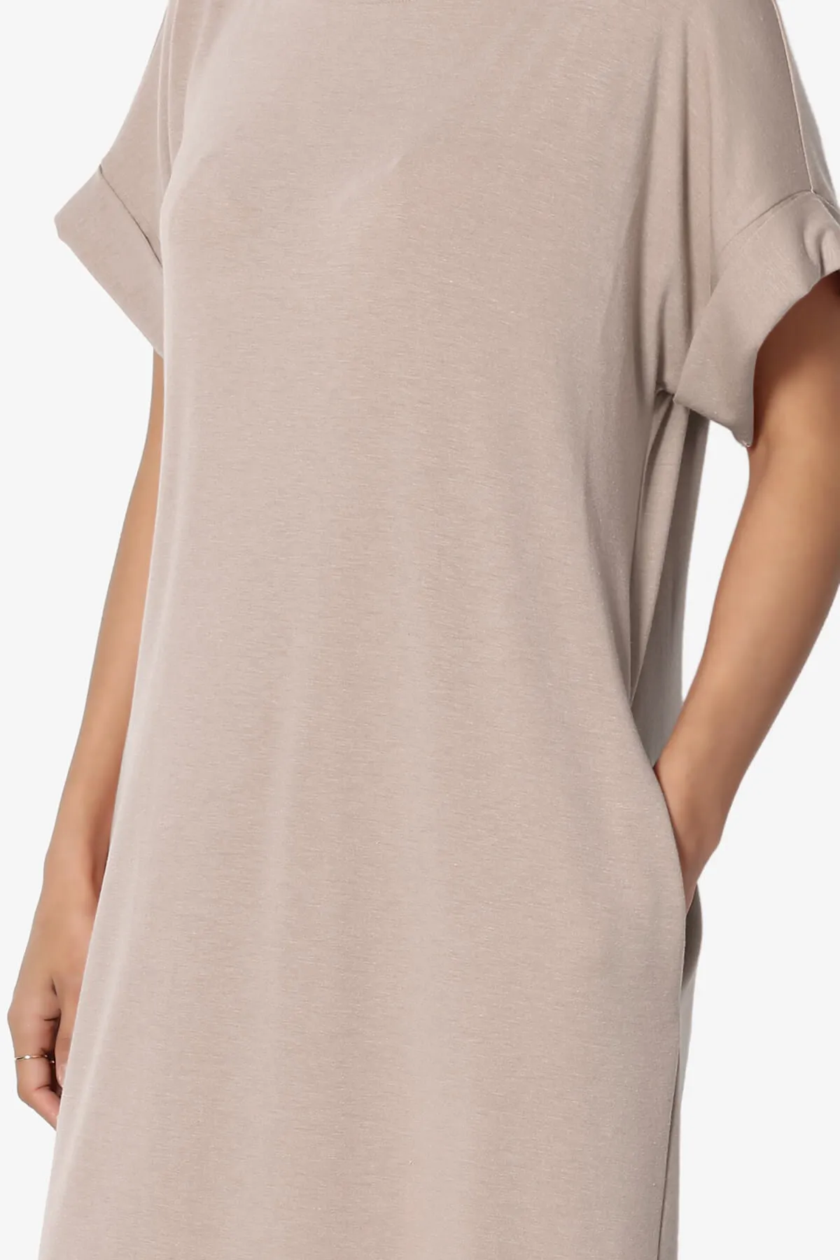 Janie Rolled Short Sleeve Round Neck Dress PLUS
