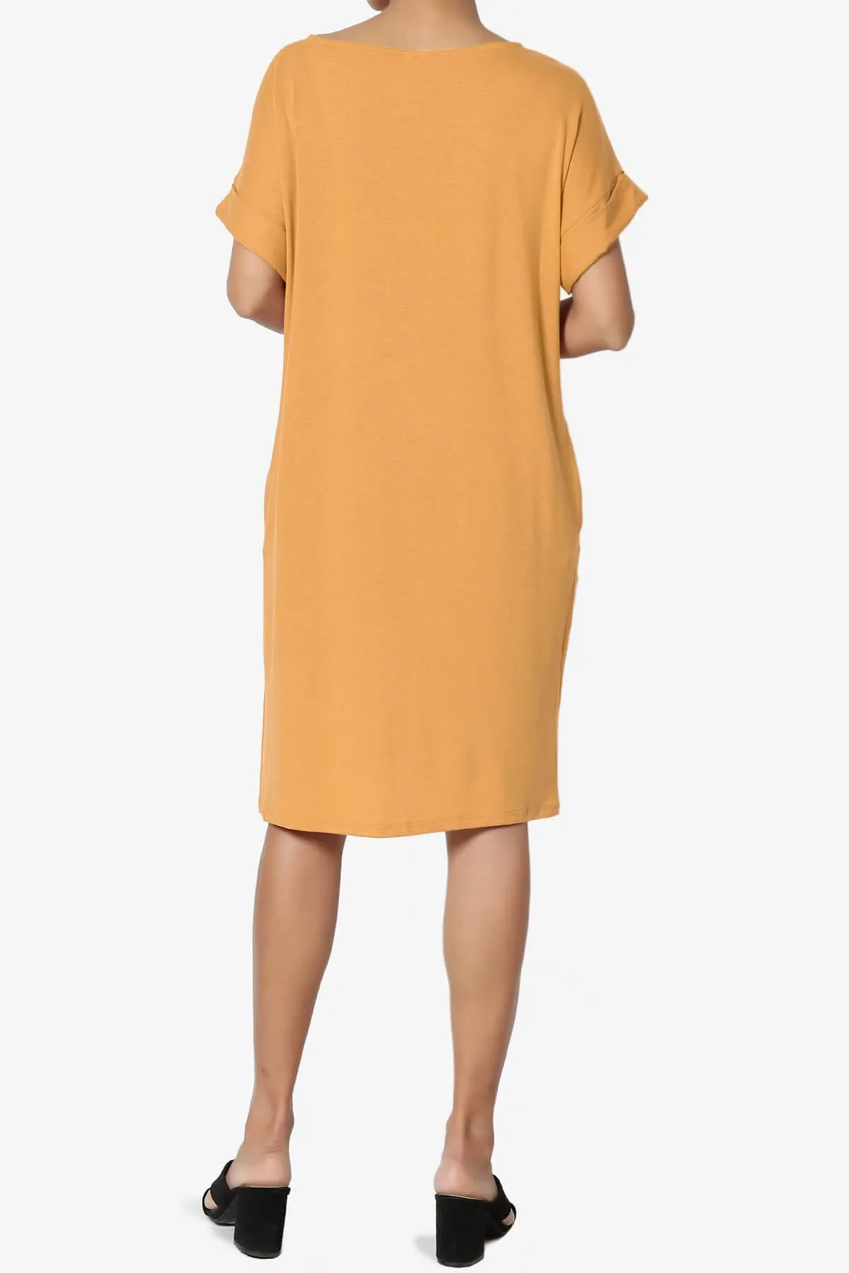 Janie Rolled Short Sleeve Round Neck Dress PLUS