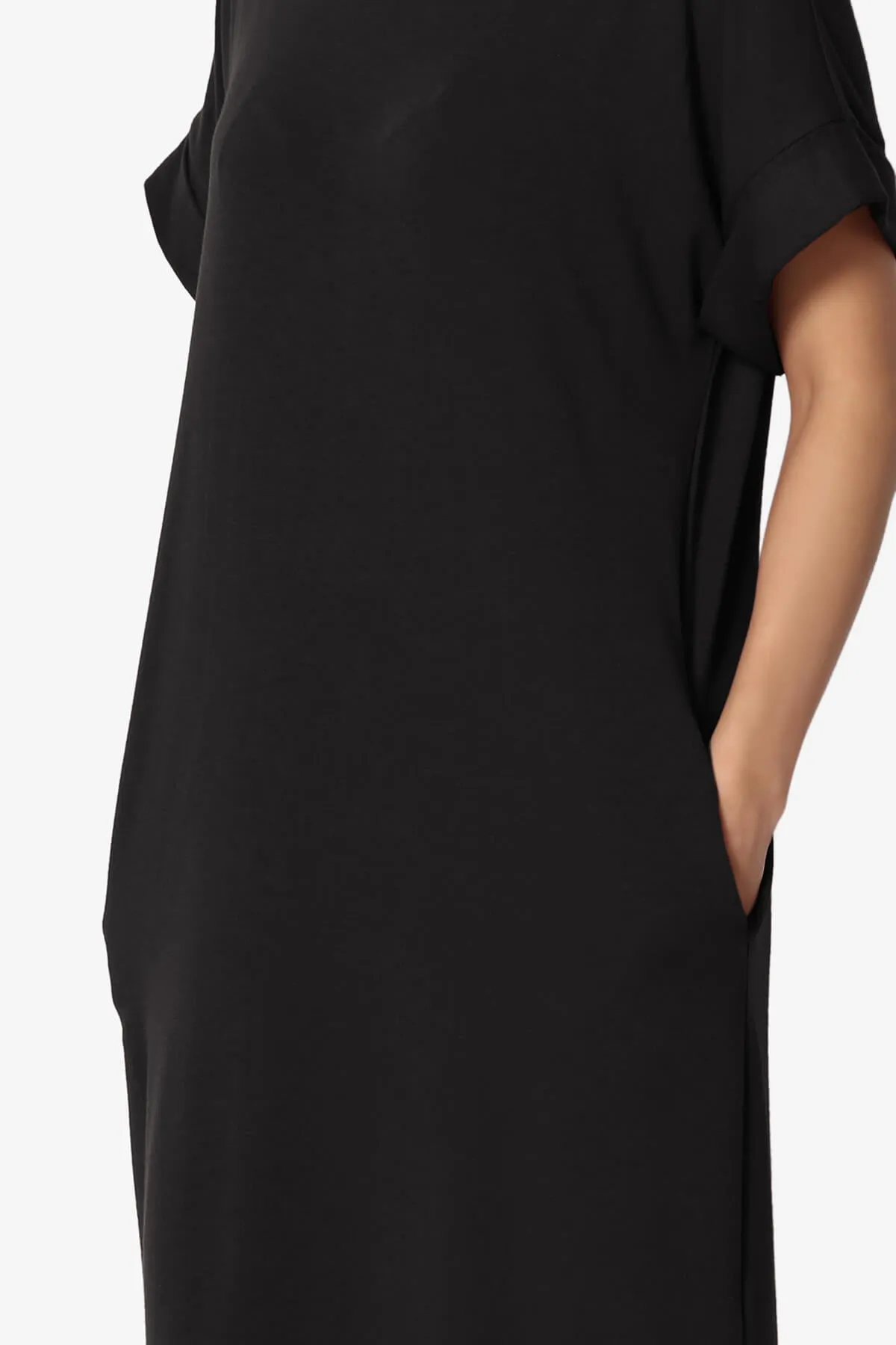 Janie Rolled Short Sleeve Round Neck Dress PLUS