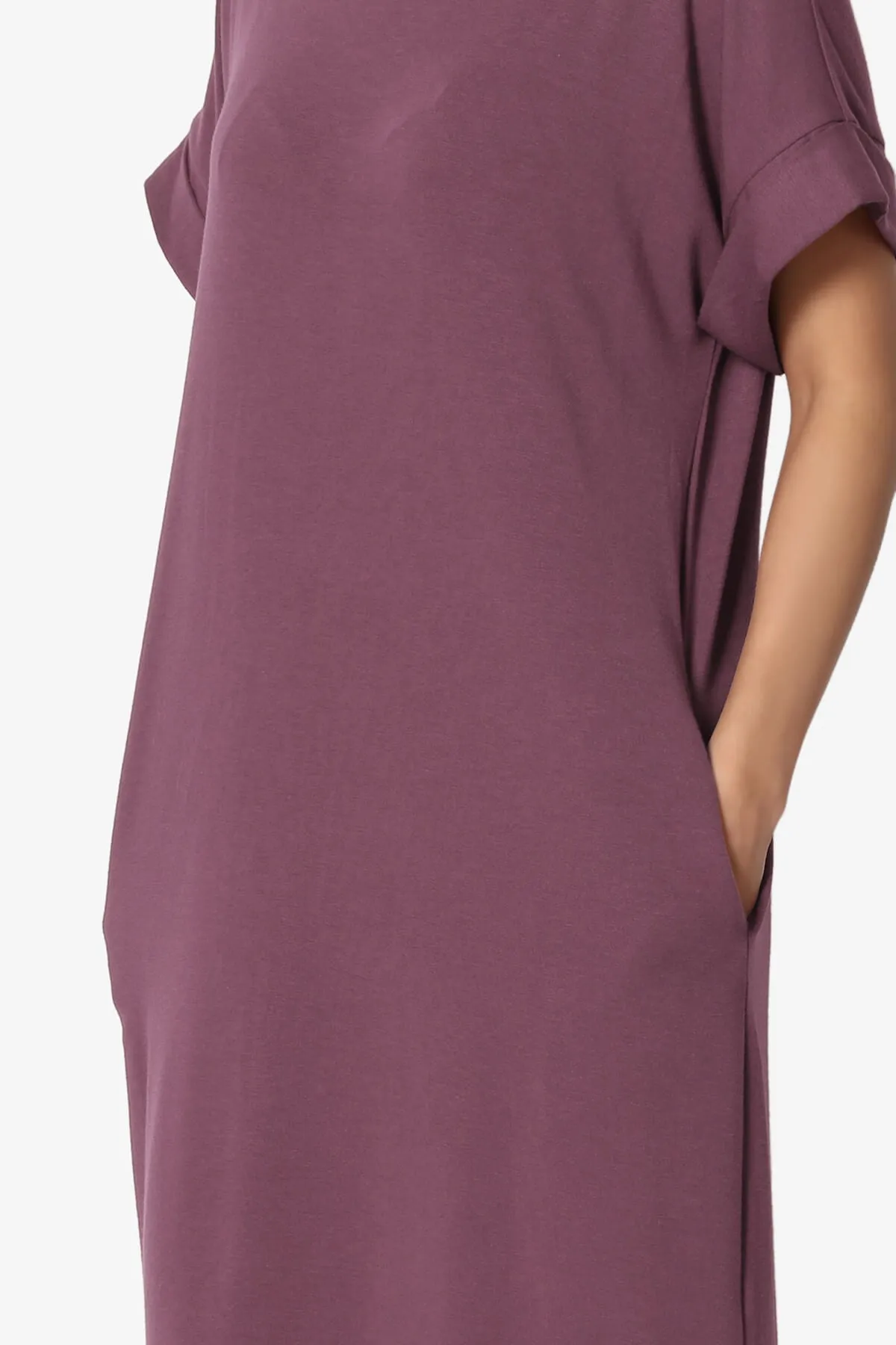 Janie Rolled Short Sleeve Round Neck Dress PLUS