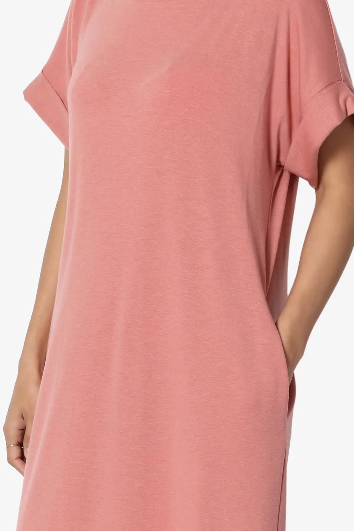 Janie Rolled Short Sleeve Round Neck Dress PLUS