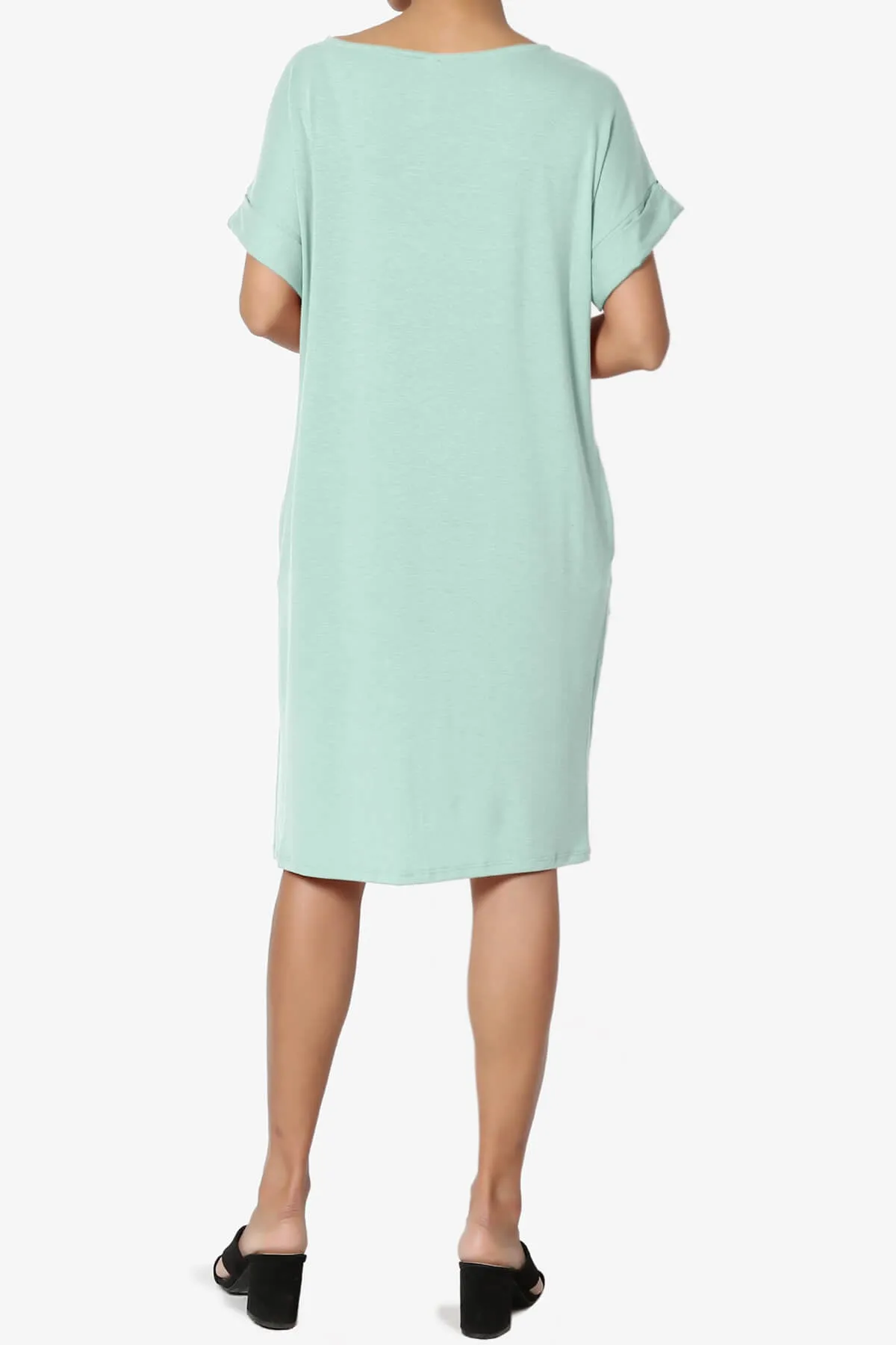 Janie Rolled Short Sleeve Round Neck Dress PLUS