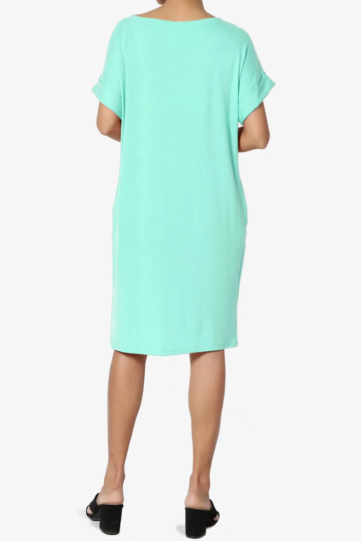 Janie Rolled Short Sleeve Round Neck Dress PLUS
