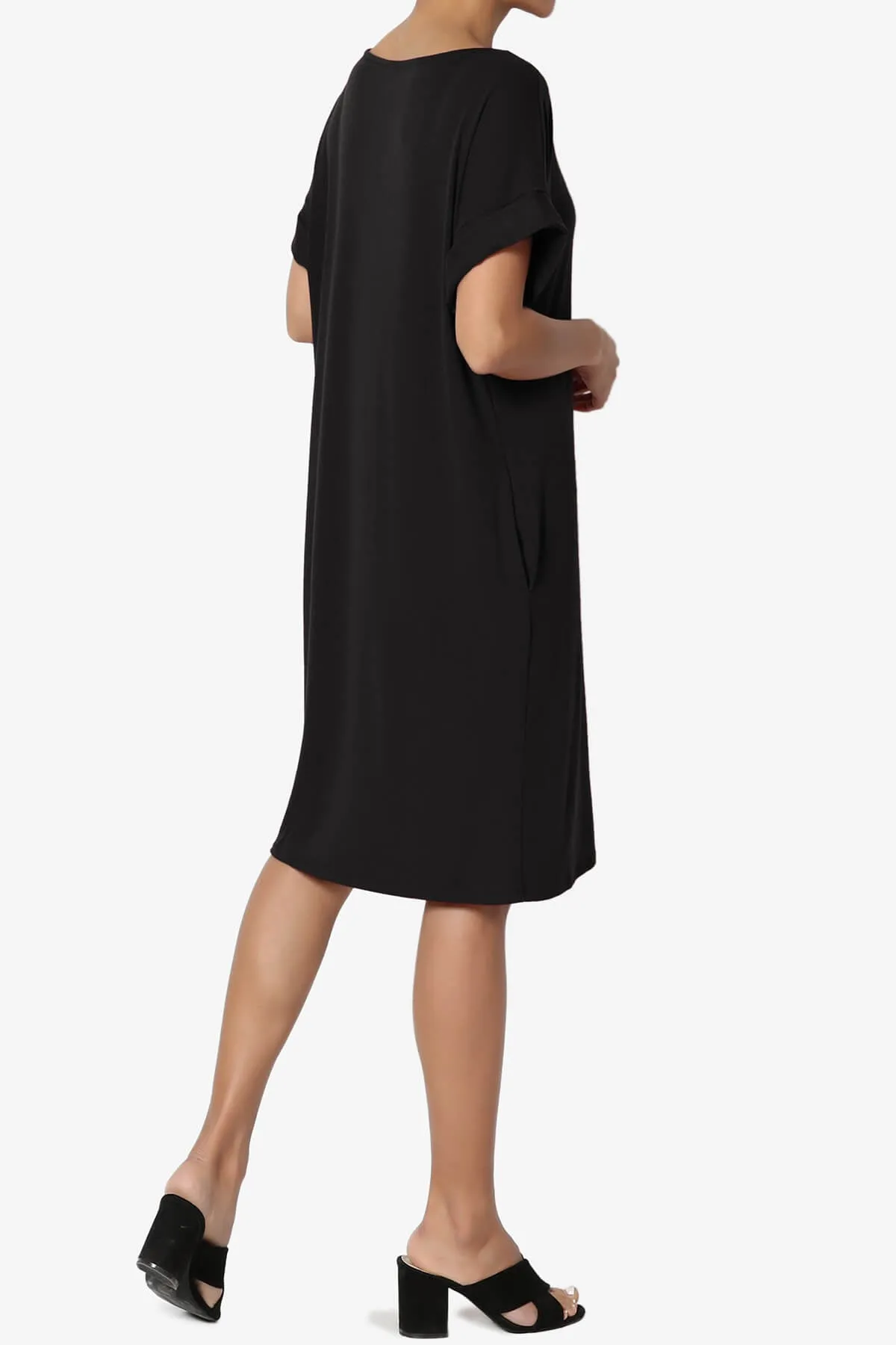 Janie Rolled Short Sleeve Round Neck Dress PLUS