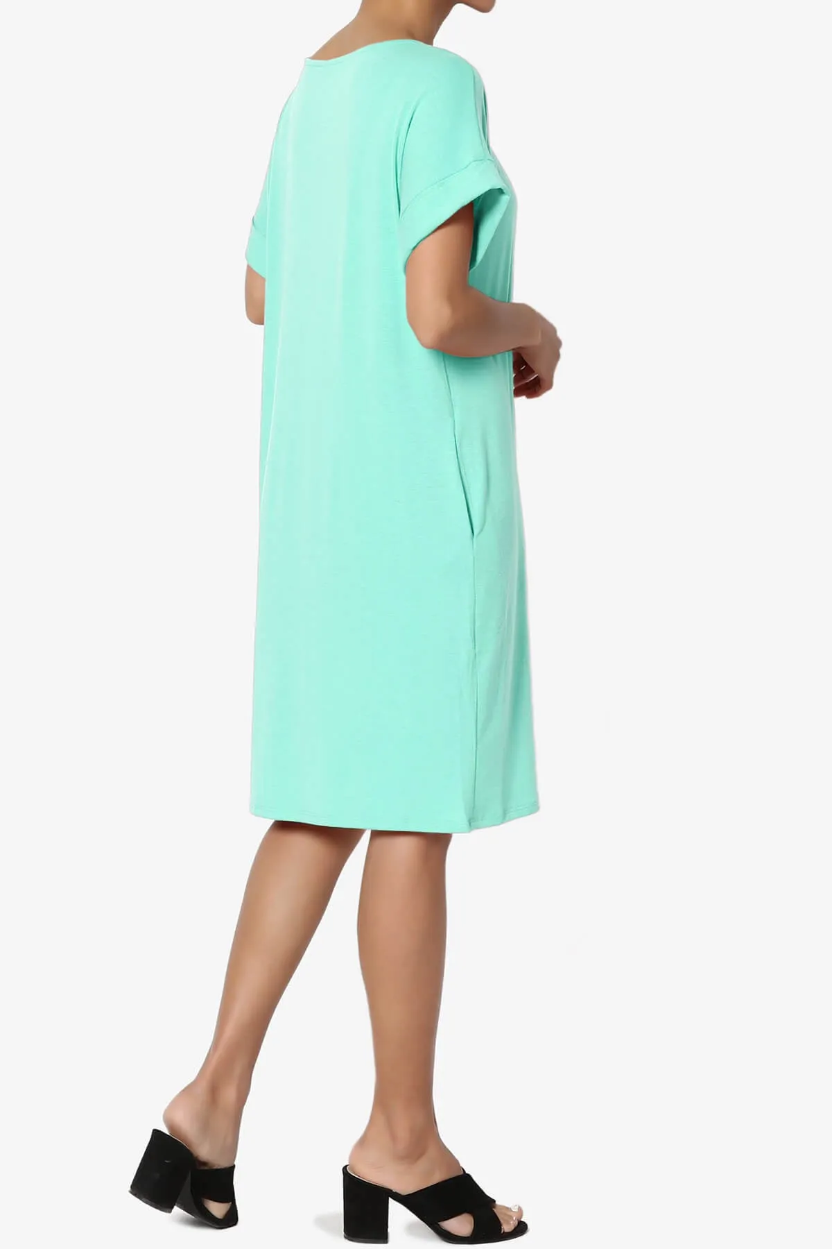 Janie Rolled Short Sleeve Round Neck Dress PLUS