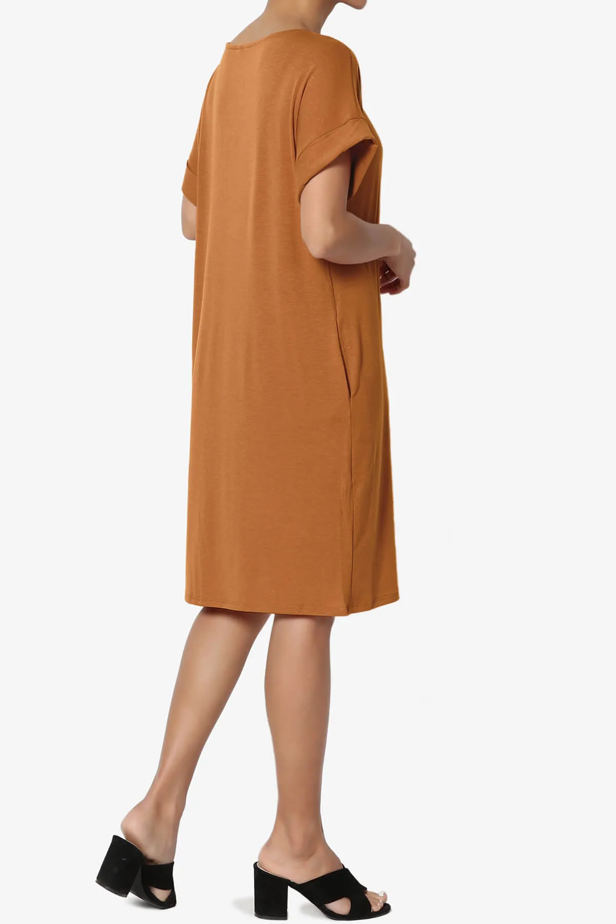 Janie Rolled Short Sleeve Round Neck Dress PLUS