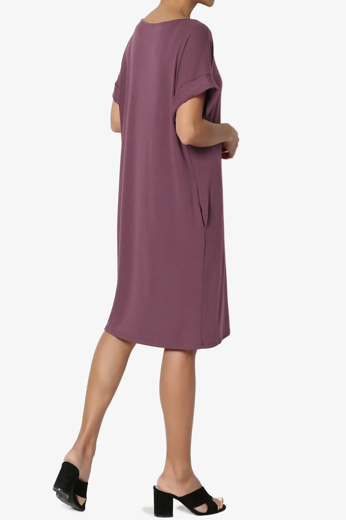 Janie Rolled Short Sleeve Round Neck Dress PLUS