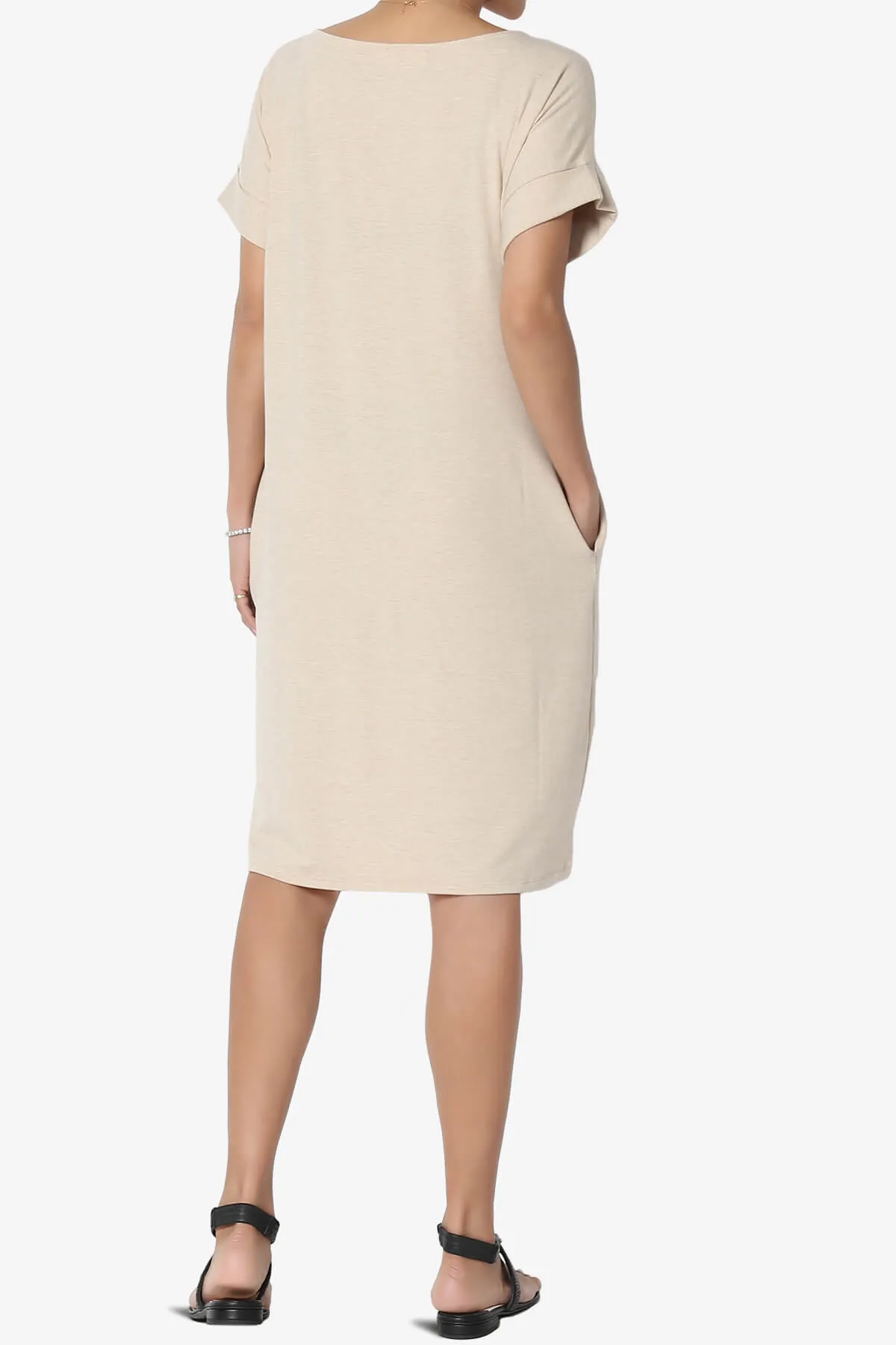 Janie Rolled Short Sleeve Round Neck Dress PLUS