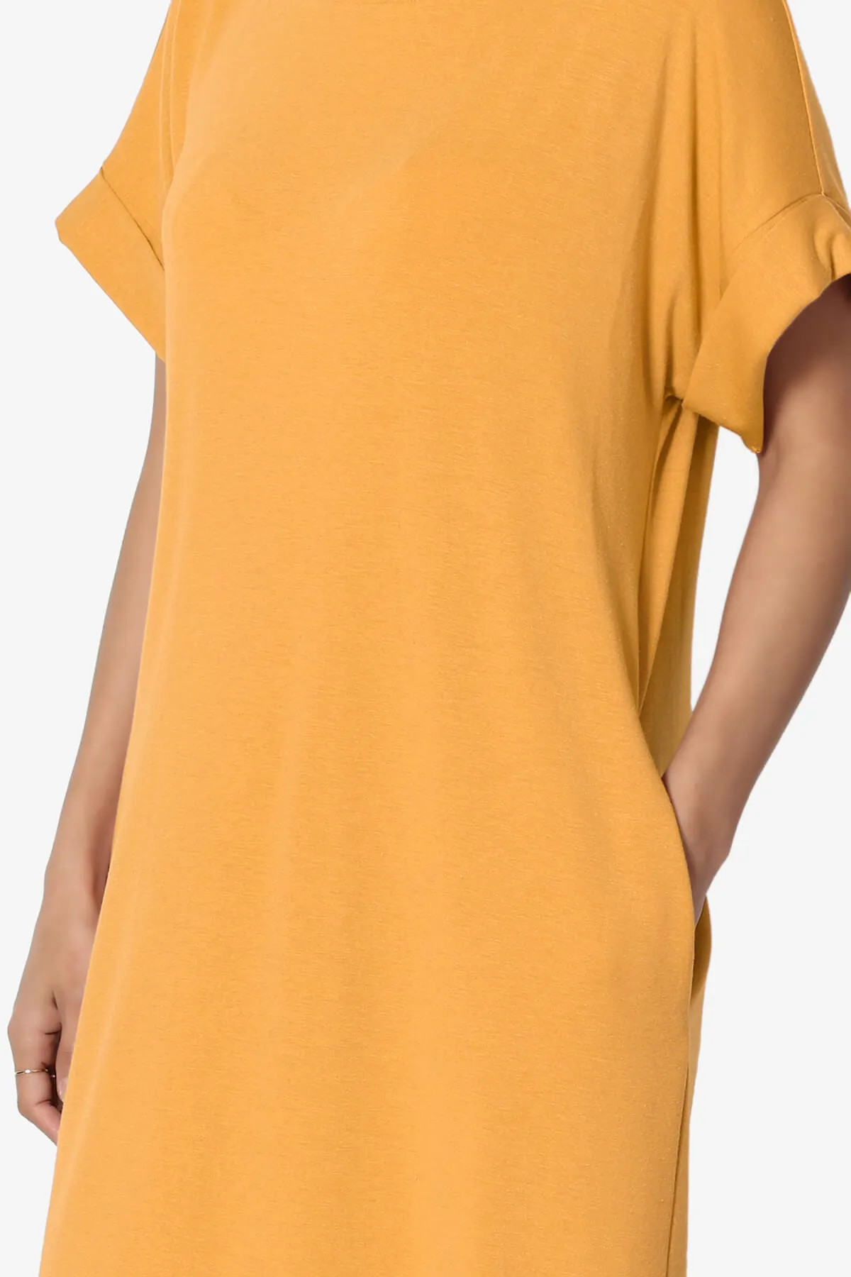 Janie Rolled Short Sleeve Round Neck Dress PLUS