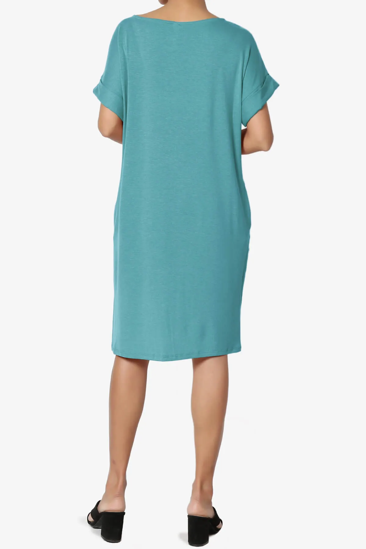 Janie Rolled Short Sleeve Round Neck Dress PLUS