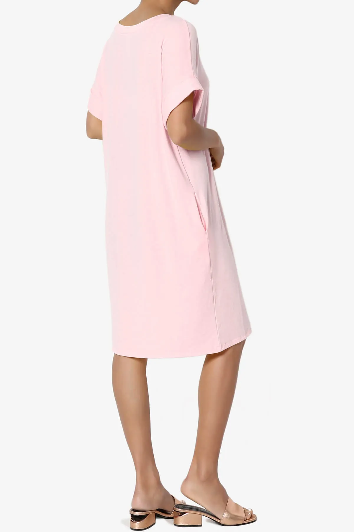 Janie Rolled Short Sleeve Round Neck Dress PLUS