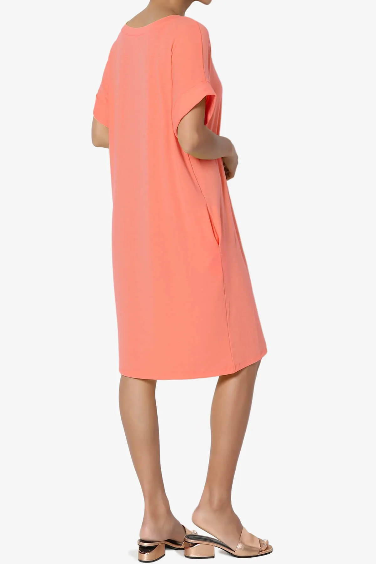 Janie Rolled Short Sleeve Round Neck Dress PLUS