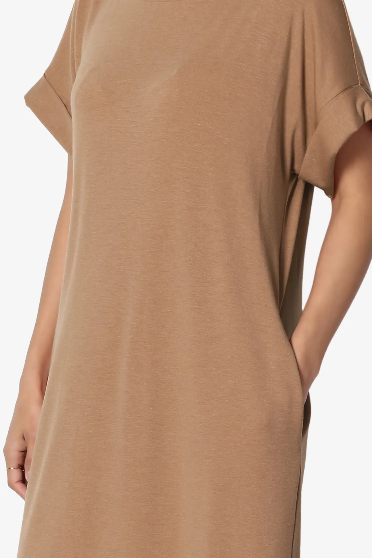 Janie Rolled Short Sleeve Round Neck Dress PLUS