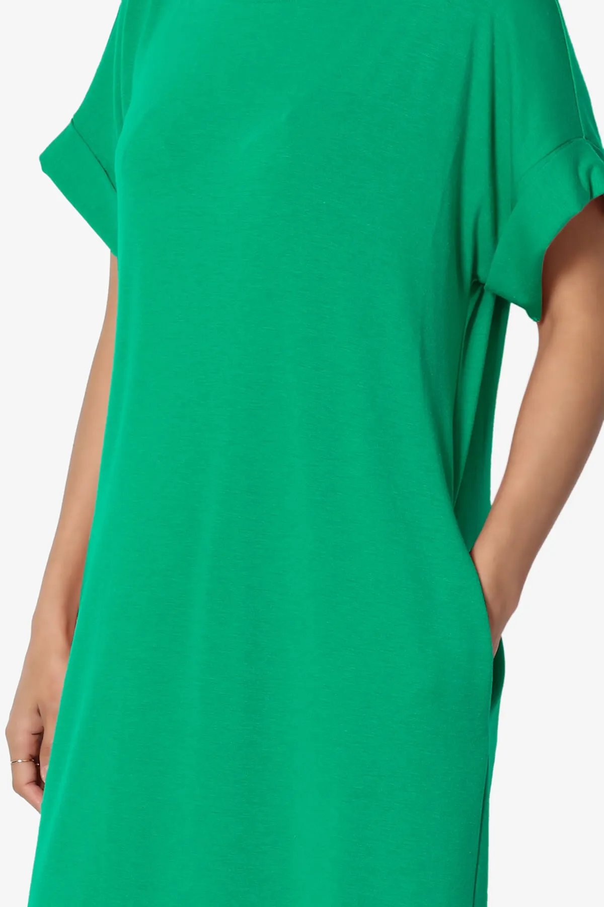 Janie Rolled Short Sleeve Round Neck Dress PLUS