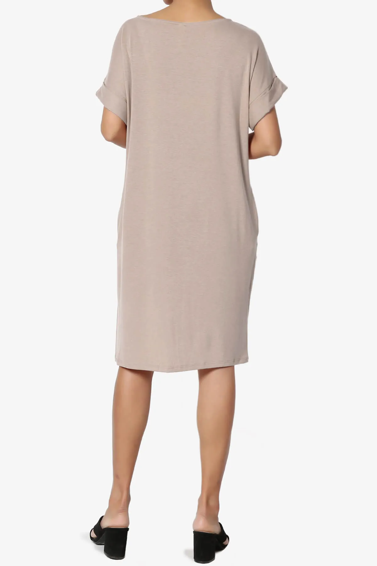 Janie Rolled Short Sleeve Round Neck Dress PLUS
