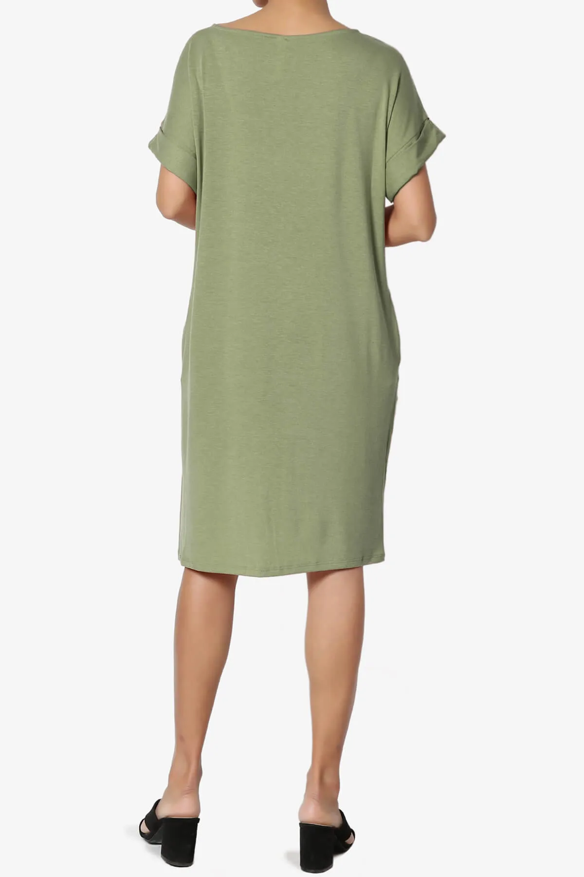Janie Rolled Short Sleeve Round Neck Dress PLUS